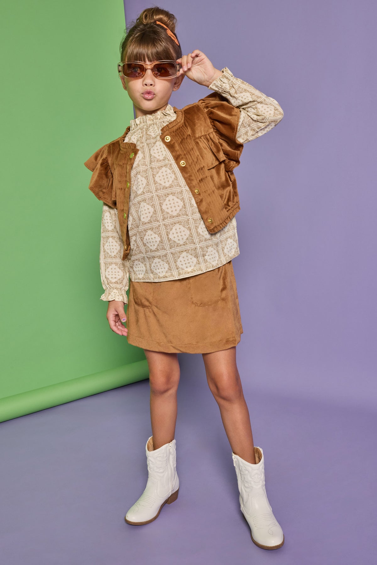 Brown Faux Suede Annie Top