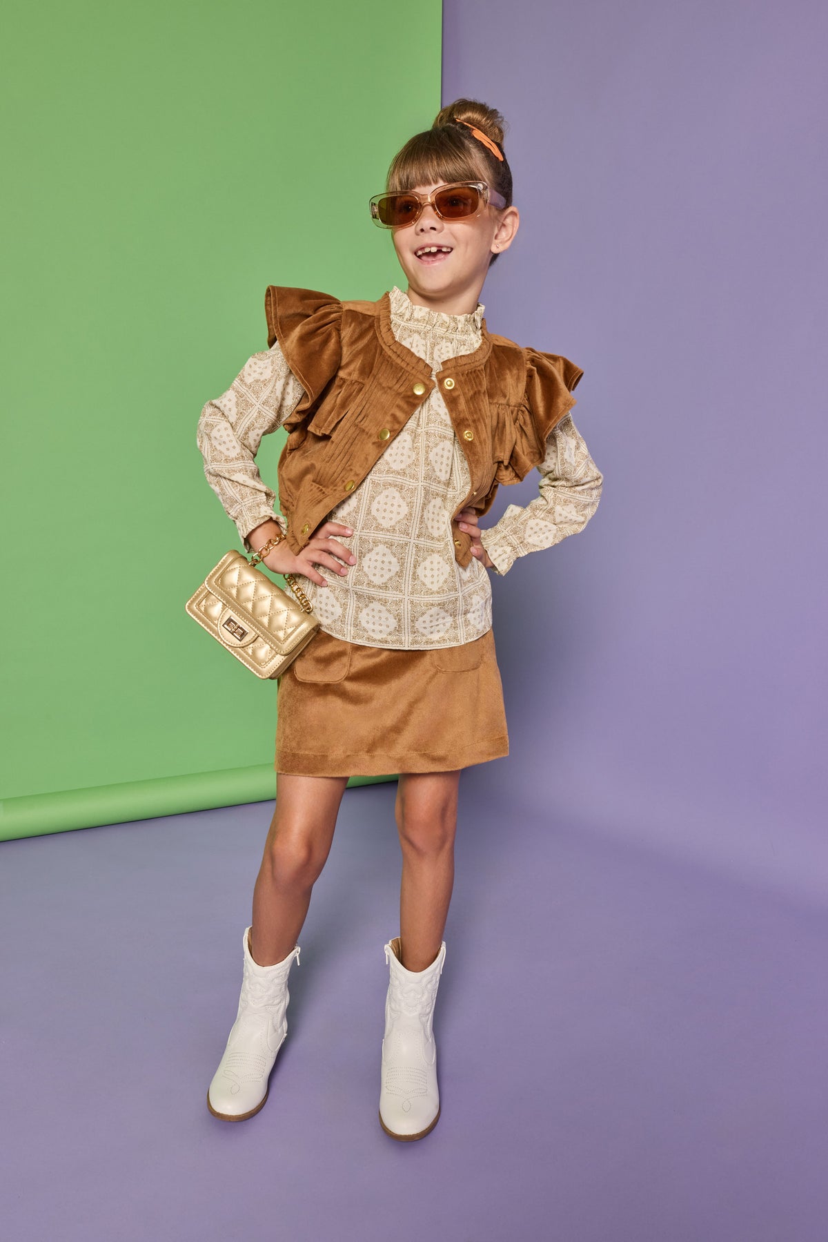 Brown Faux Suede Annie Top