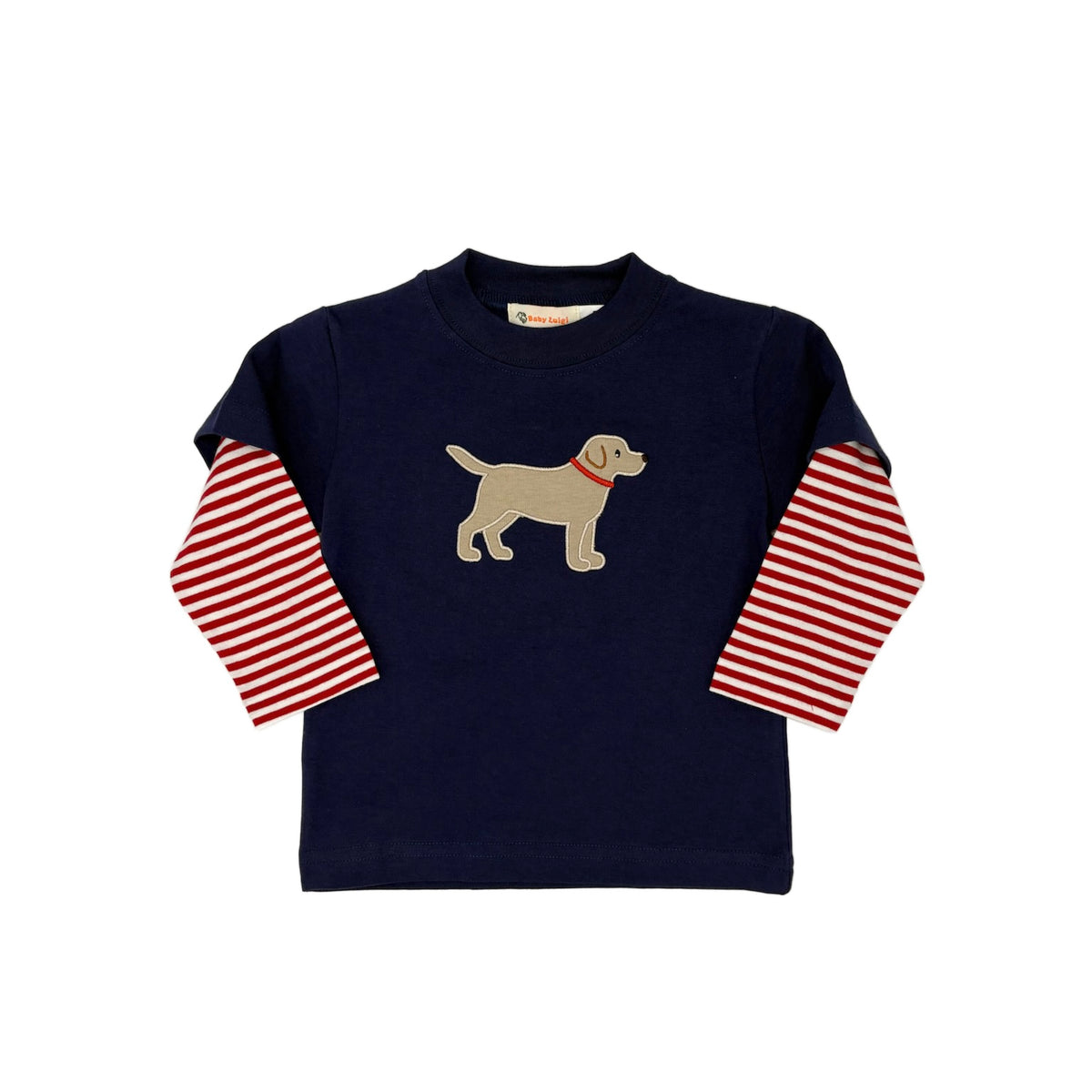 Navy Striped Sleeve Dog Shirt