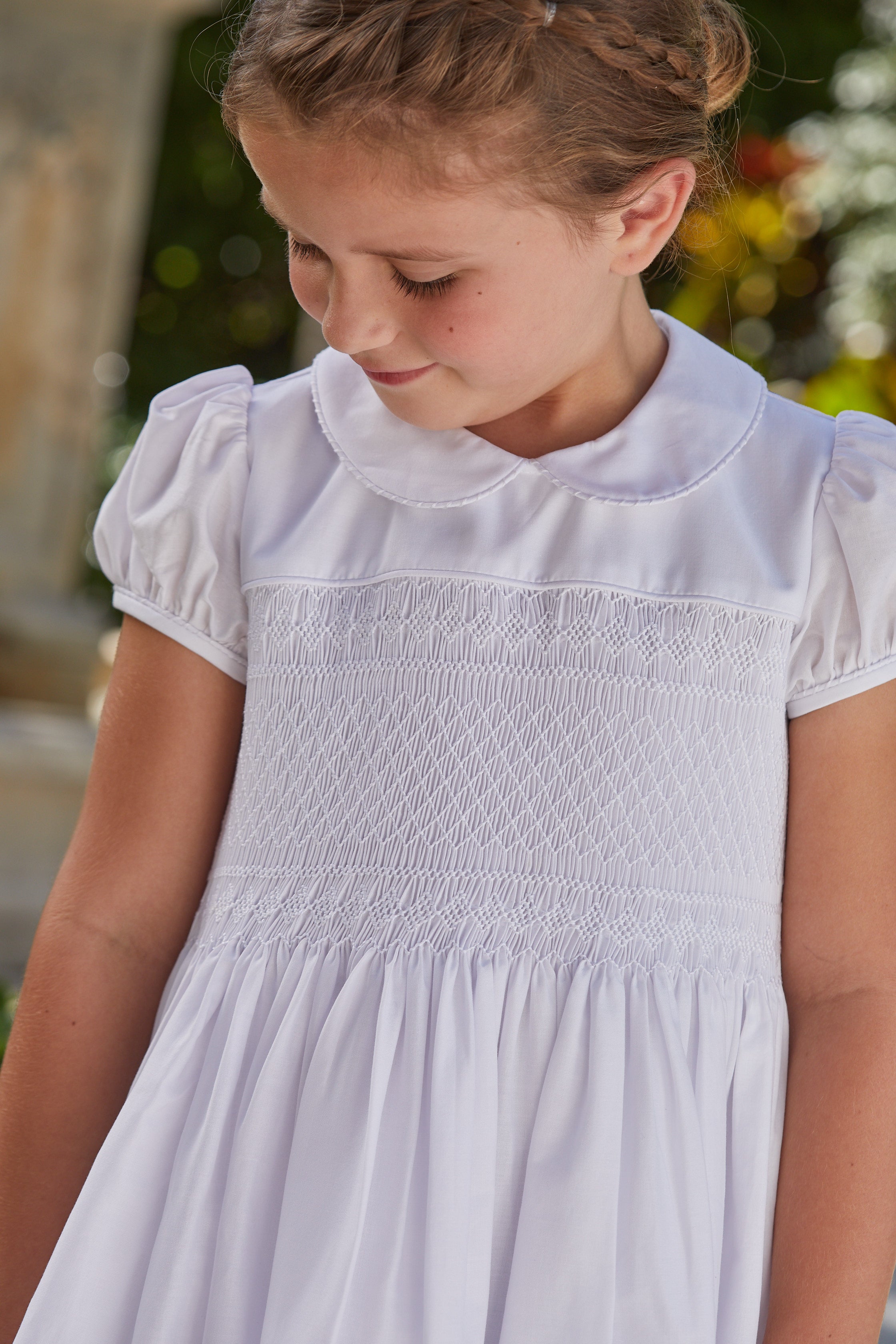 White Smocked Emery Dress