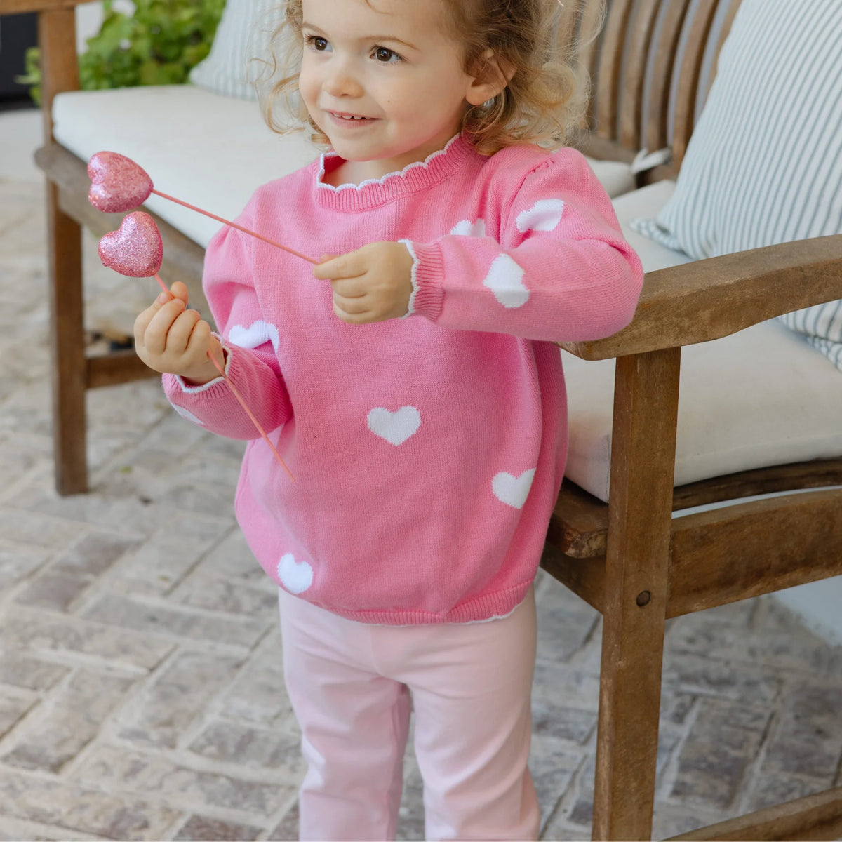 Pink Hearts Crew Neck Sweater