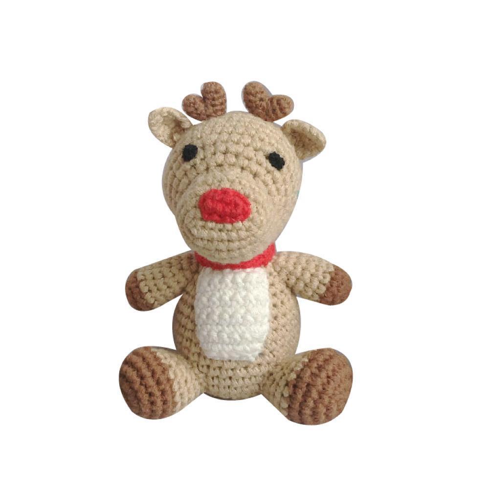 Crochet Reindeer Rattle 4"