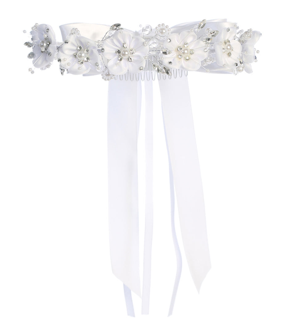 Satin Flower Crown with Bow