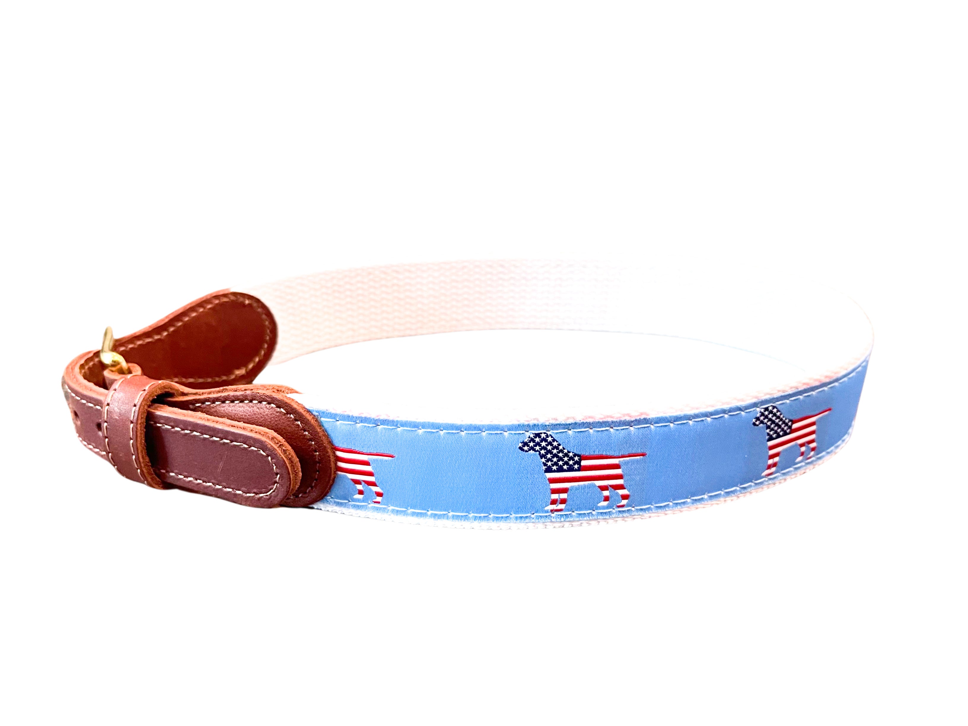 Patriotic Dog White Belt