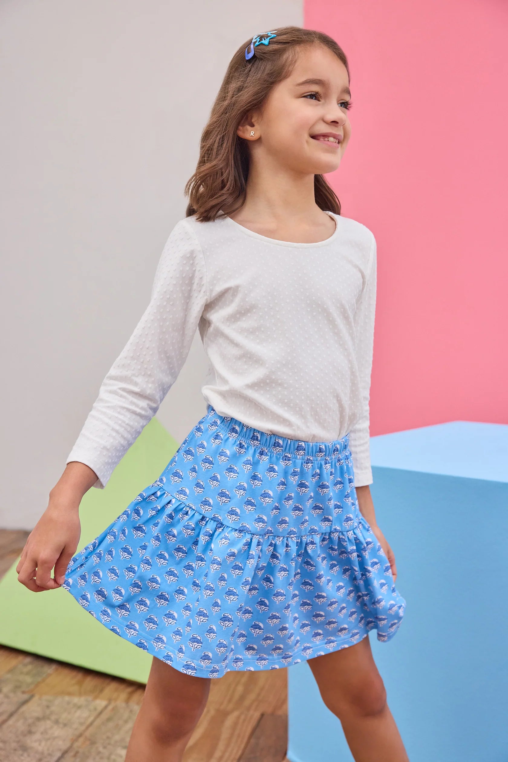 Cornflower Block Print Skort