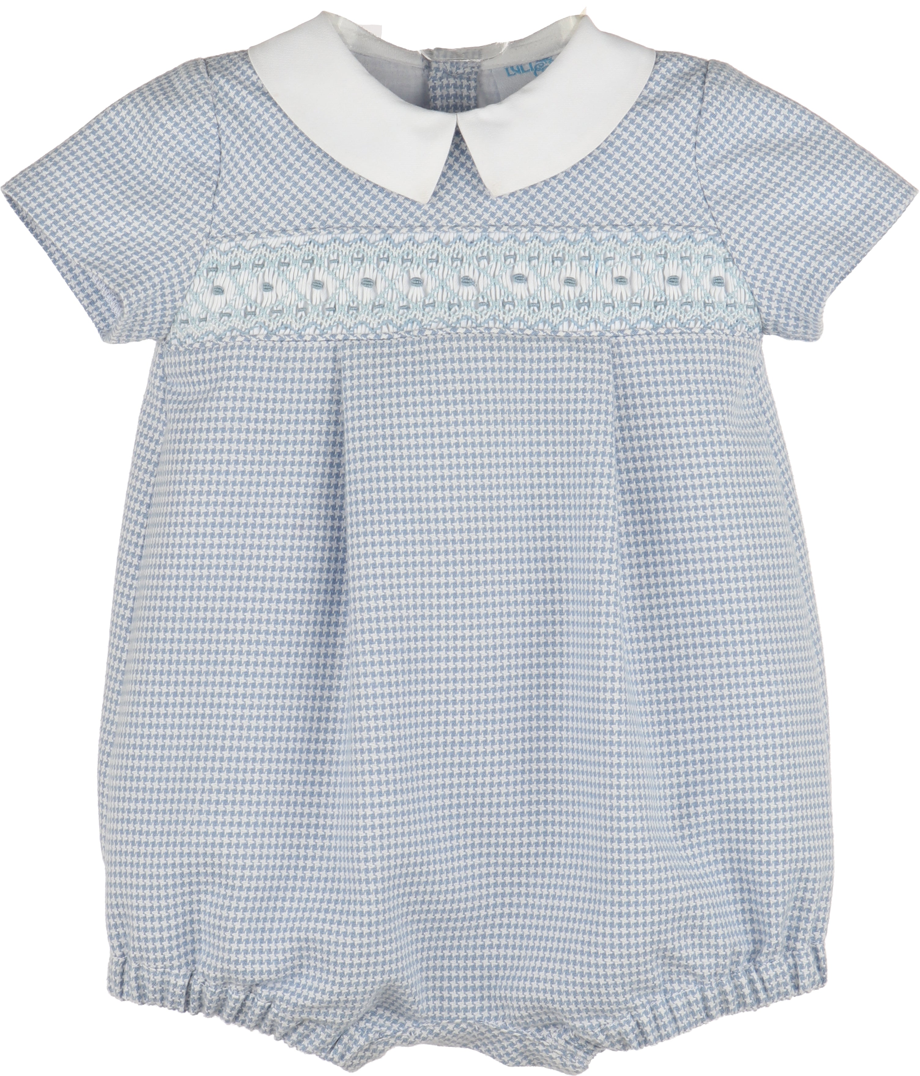 Blue Checks Smocked Bubble
