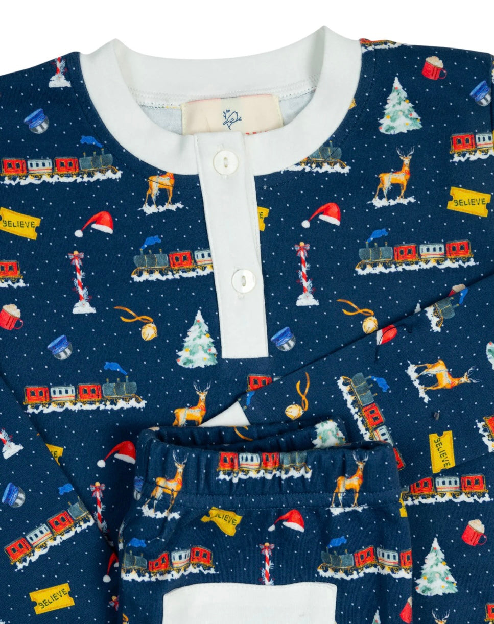 The Polar Express Pigiama Bambino 2 Pezzi – Maglia Manica Lunga E Pantalone, Blu, Taglie 3-10 Anni