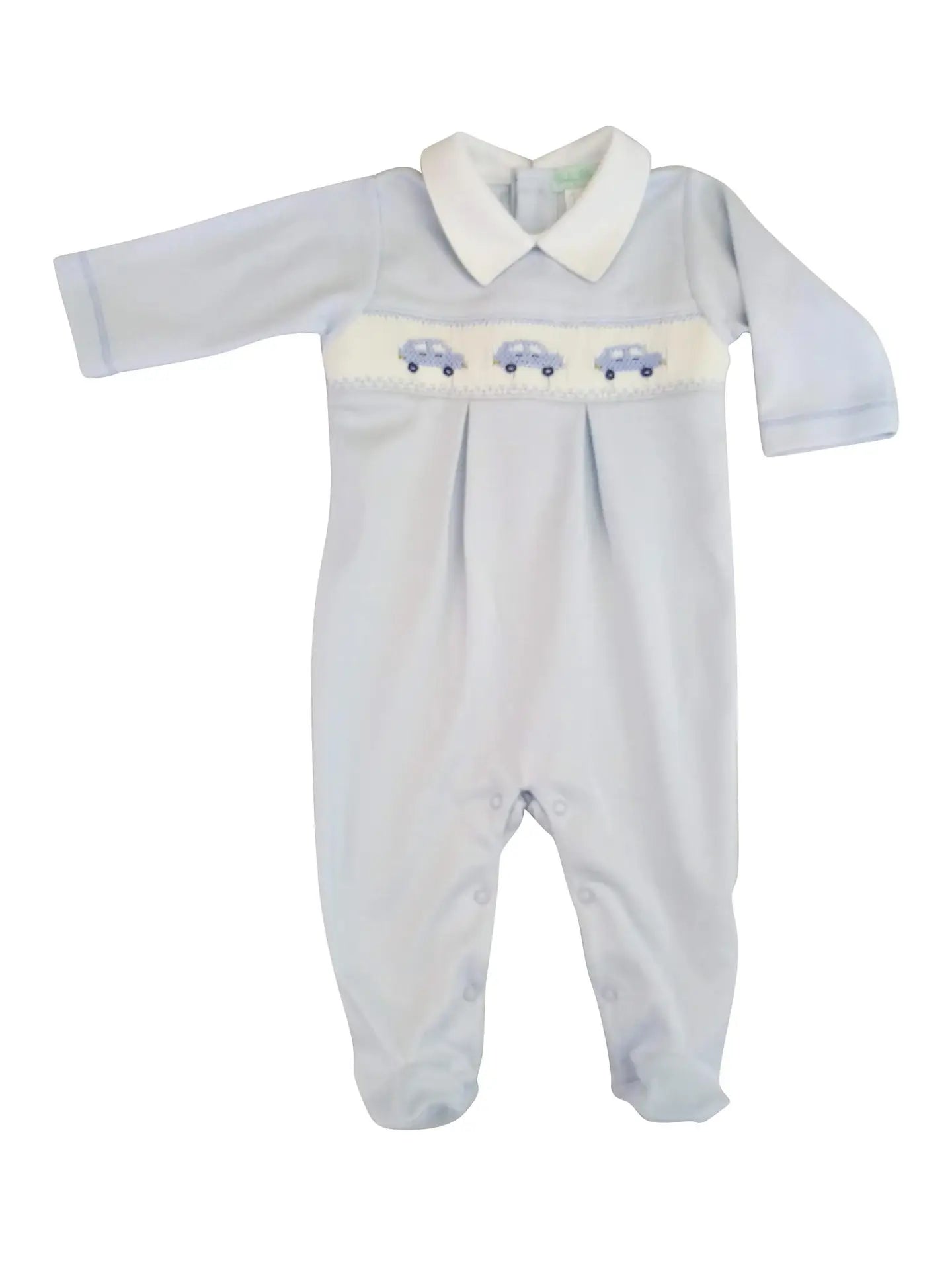 Smocked Blue Cars Footie