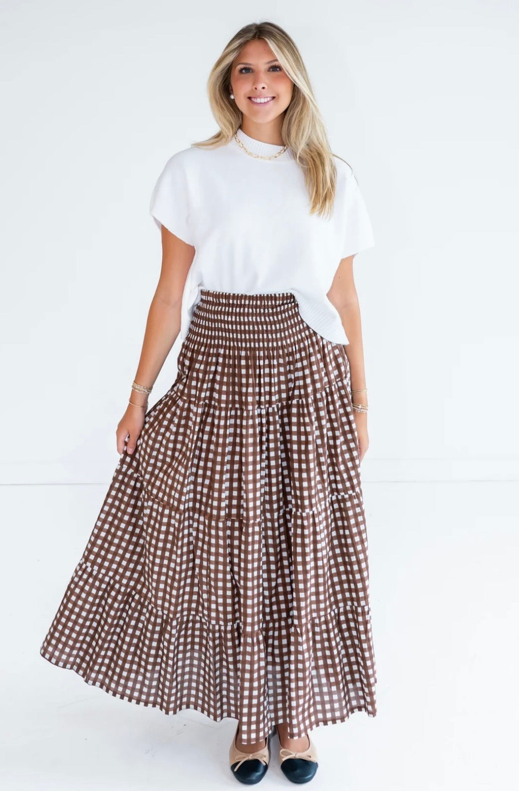Chocolate Gingham Britt Skirt