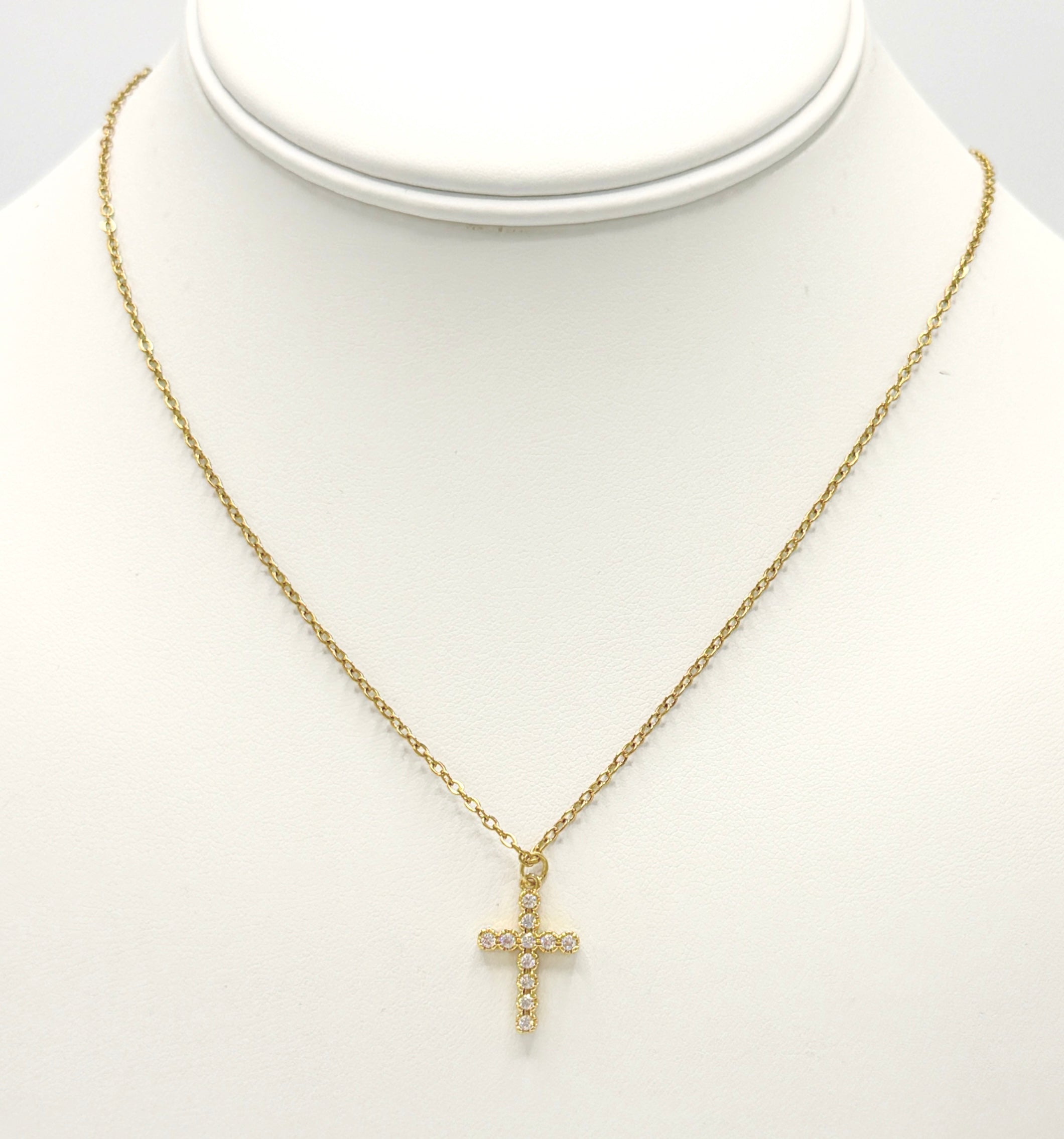 Gold Pave Cross Necklace