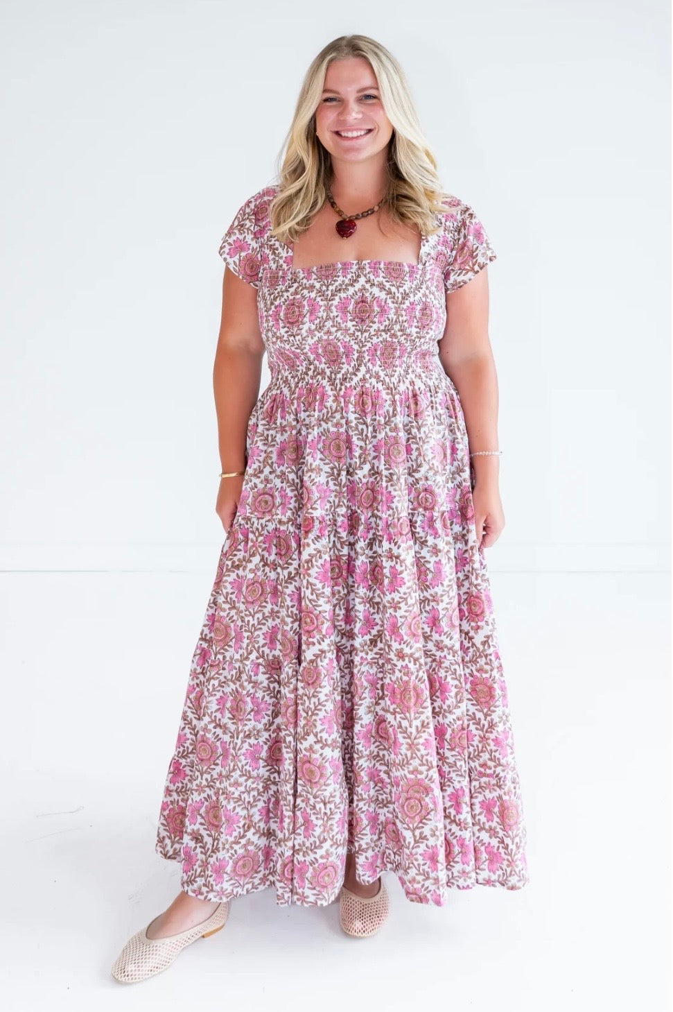 Pink Trellis Maxi Dress