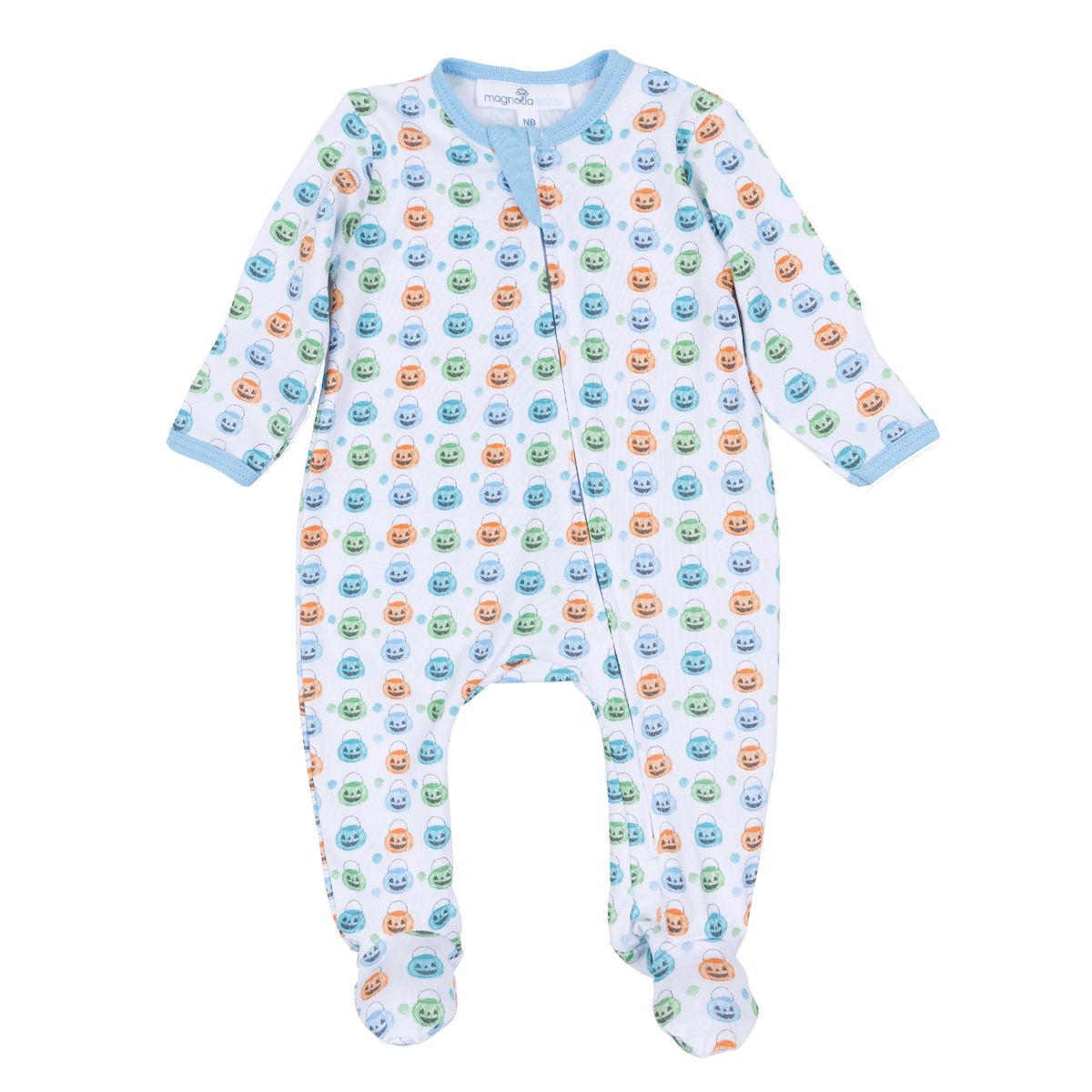 Pumpkin Party Blue Zip Footie