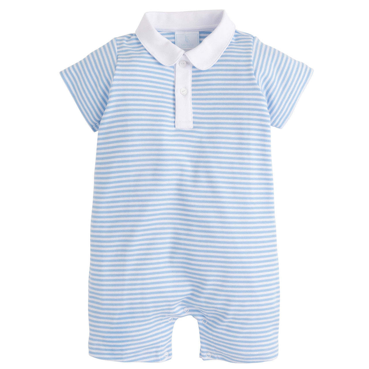 Light Blue Stripe Polo Romper