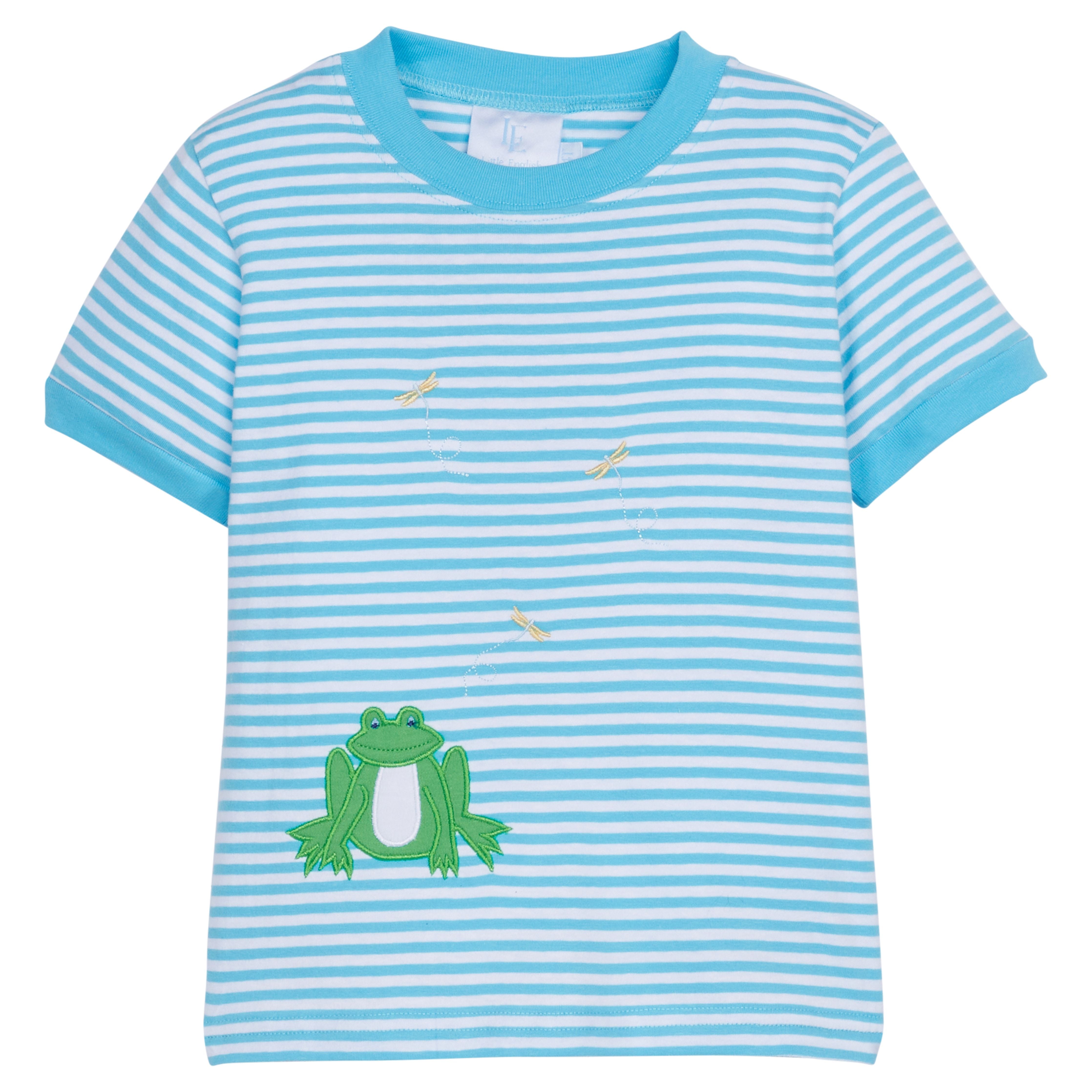Aqua Stripe Frog Applique Shirt