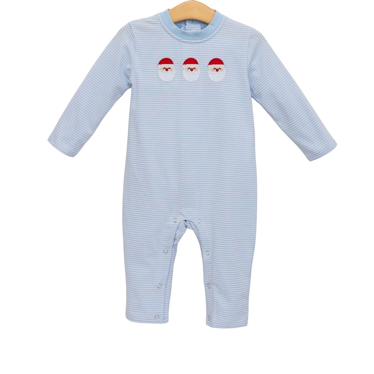 Blue Stripe Santa Trio Romper