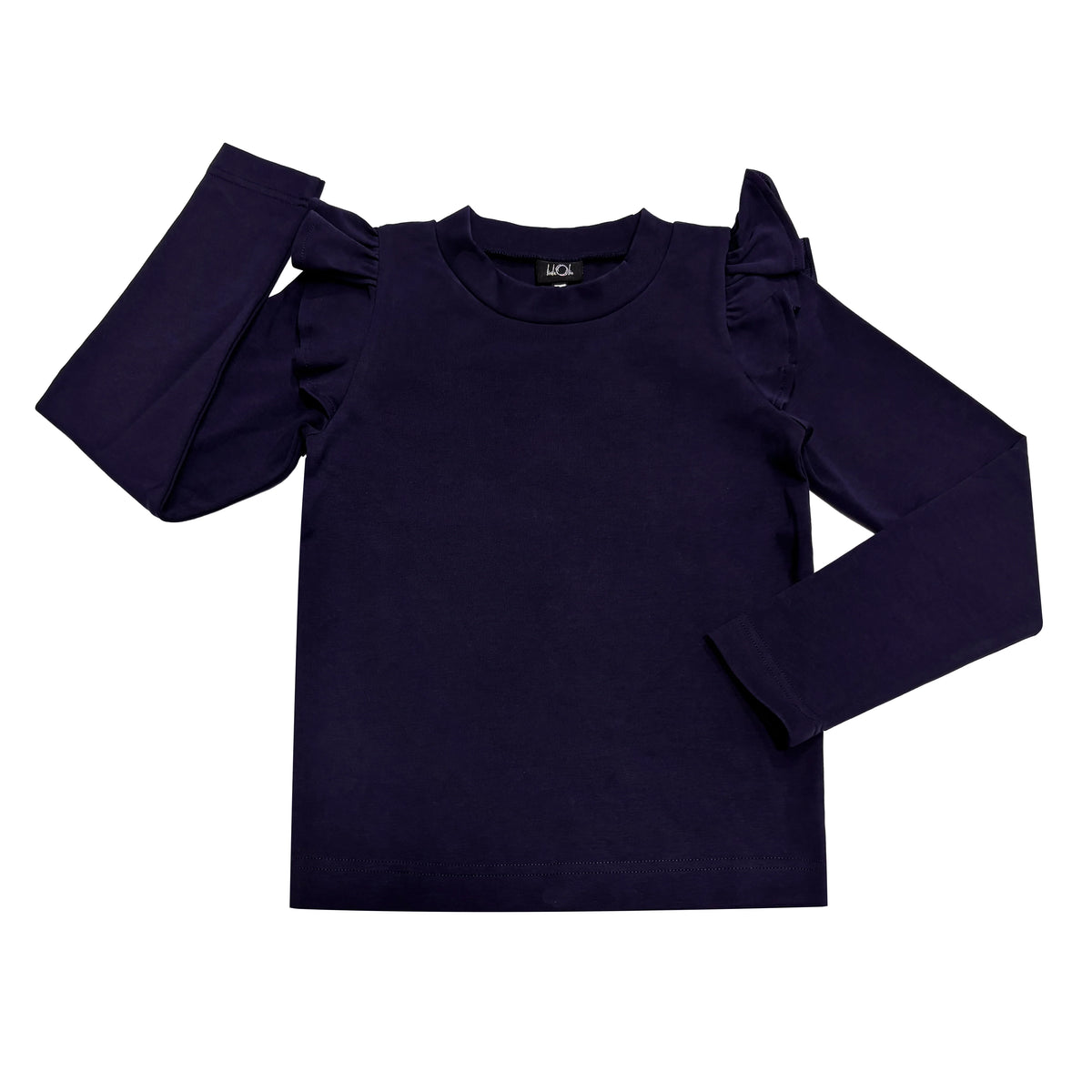 Navy Ruffle Sleeve Top
