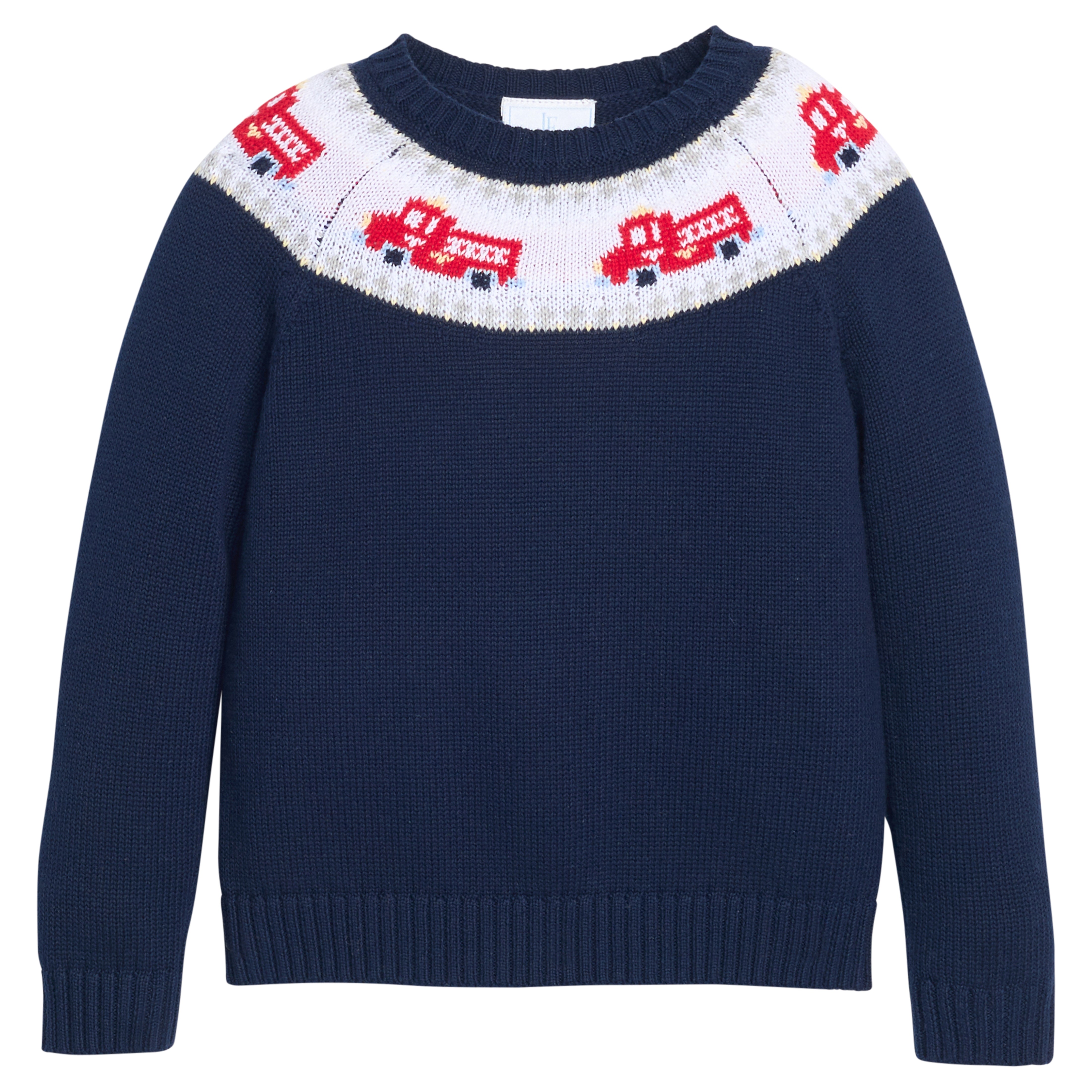 Navy Firetruck Fair Isle Sweater