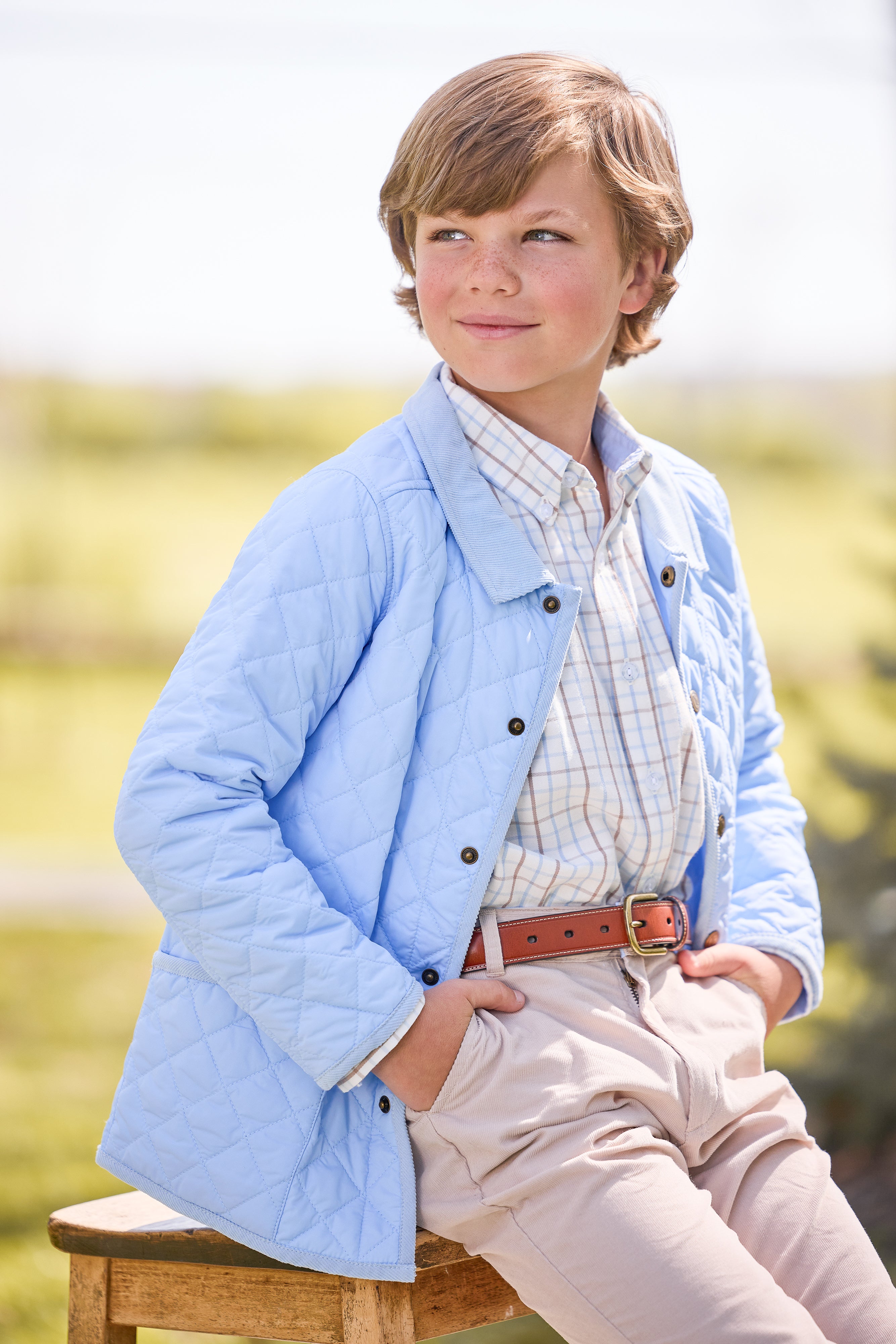Light Blue Classic Quilted Jacket
