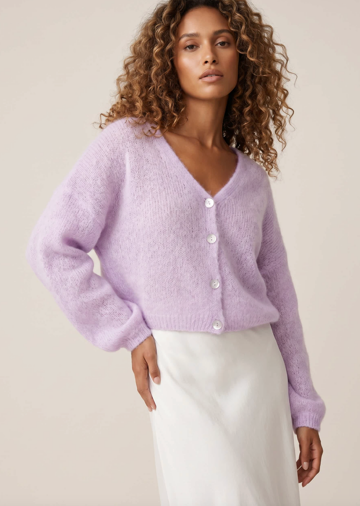 Lilac Cornelia Cropped Cardigan