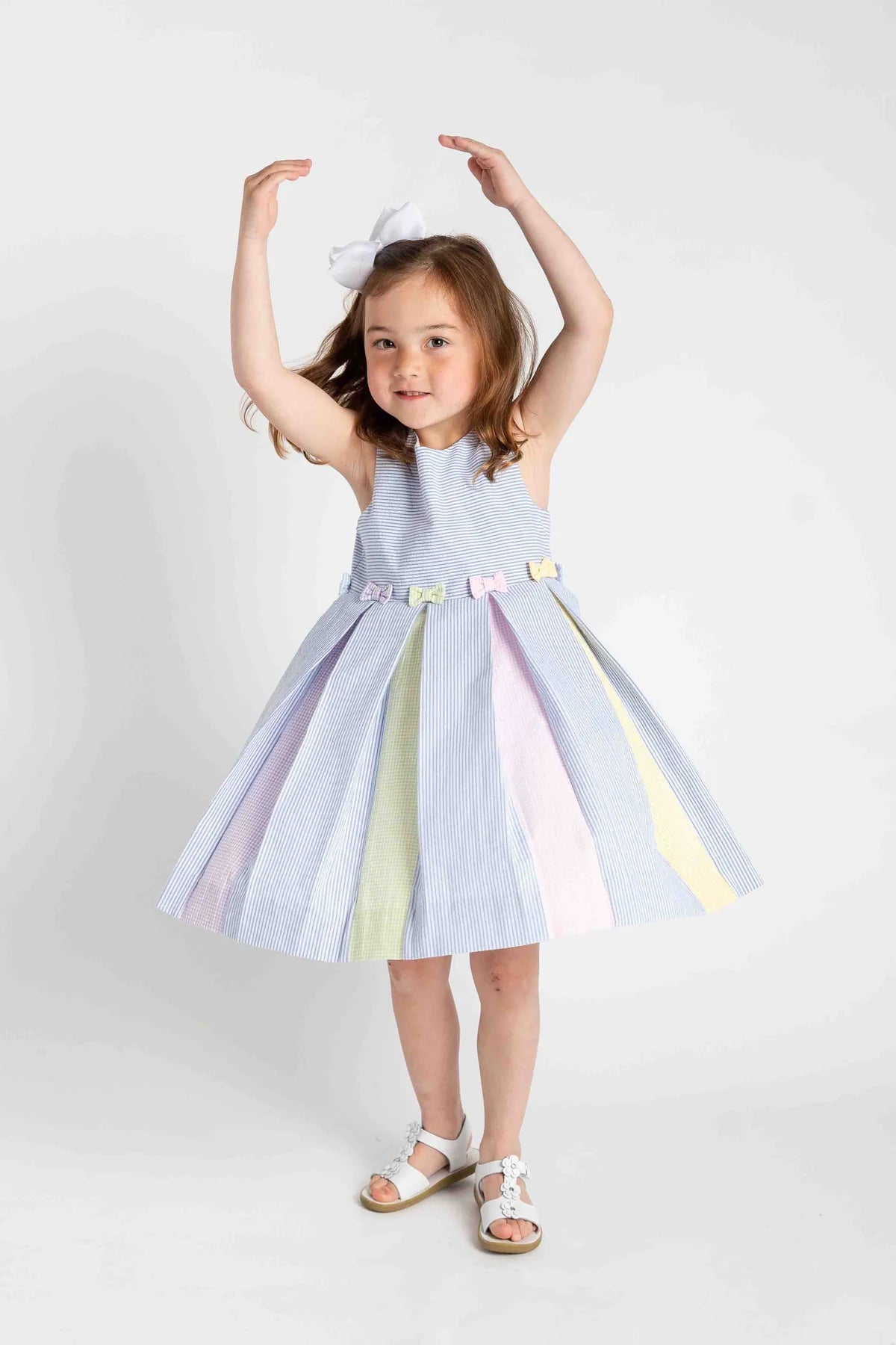 Seersucker Rainbow Pleat Dress