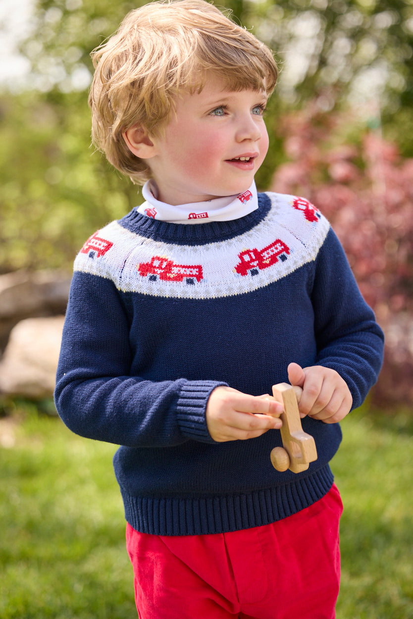 Navy Firetruck Fair Isle Sweater