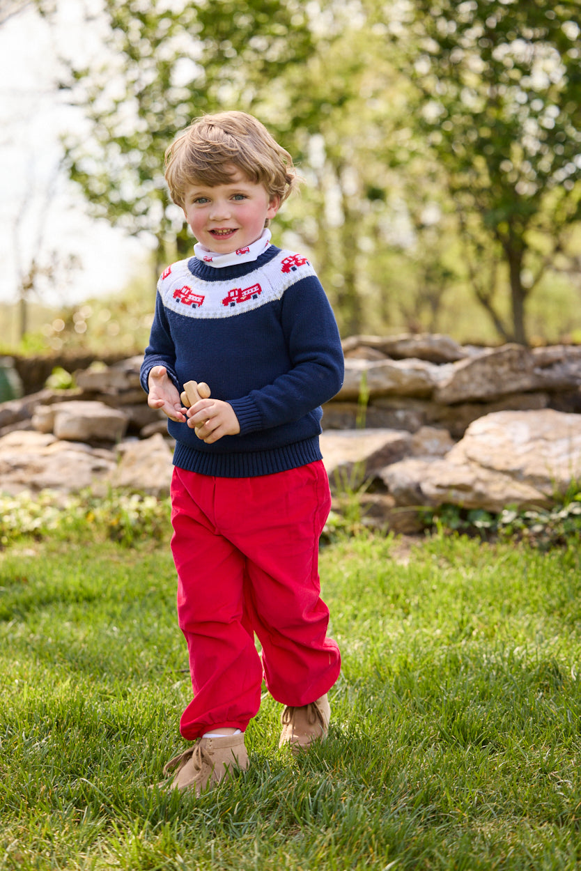 Navy Firetruck Fair Isle Sweater