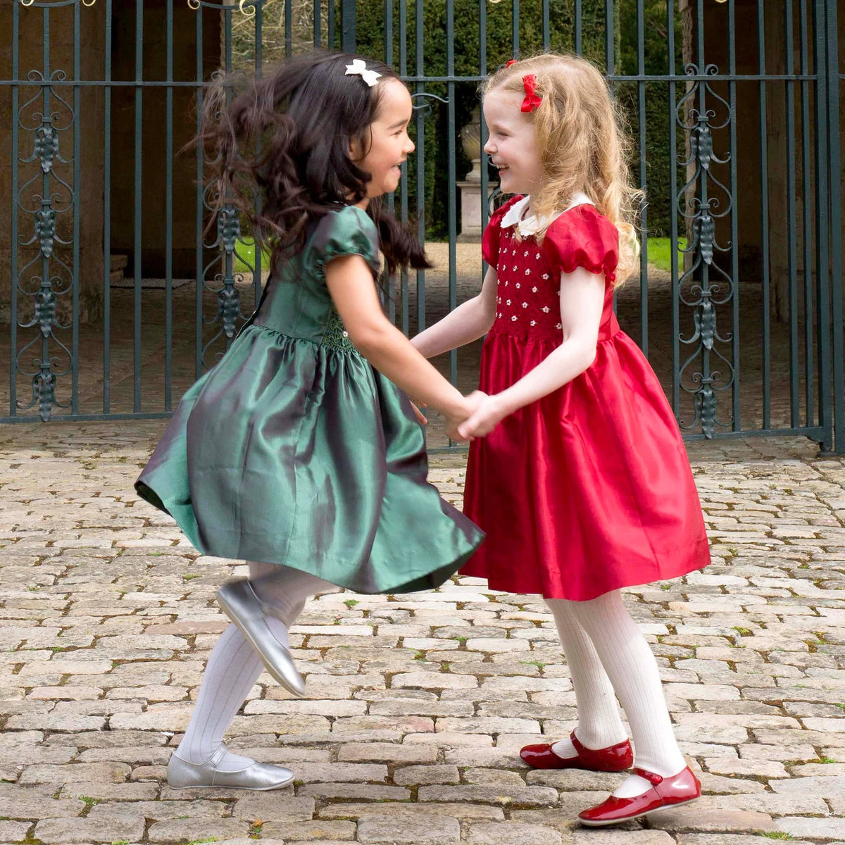 Green Taffeta Smocked Dress