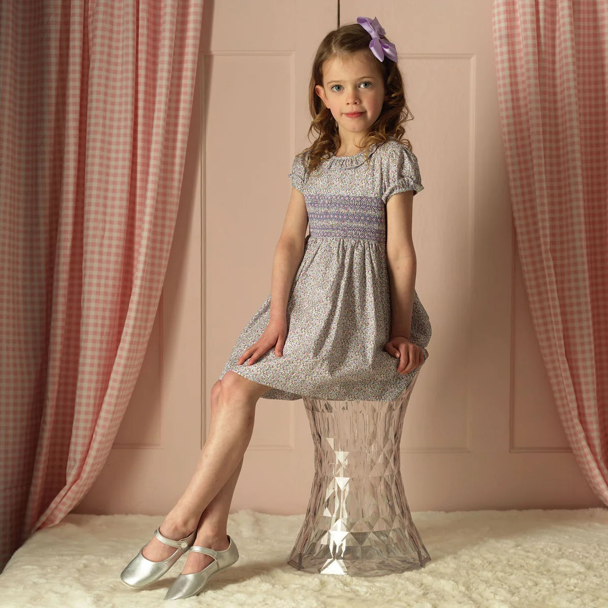 Lavender Floral Frill Dress