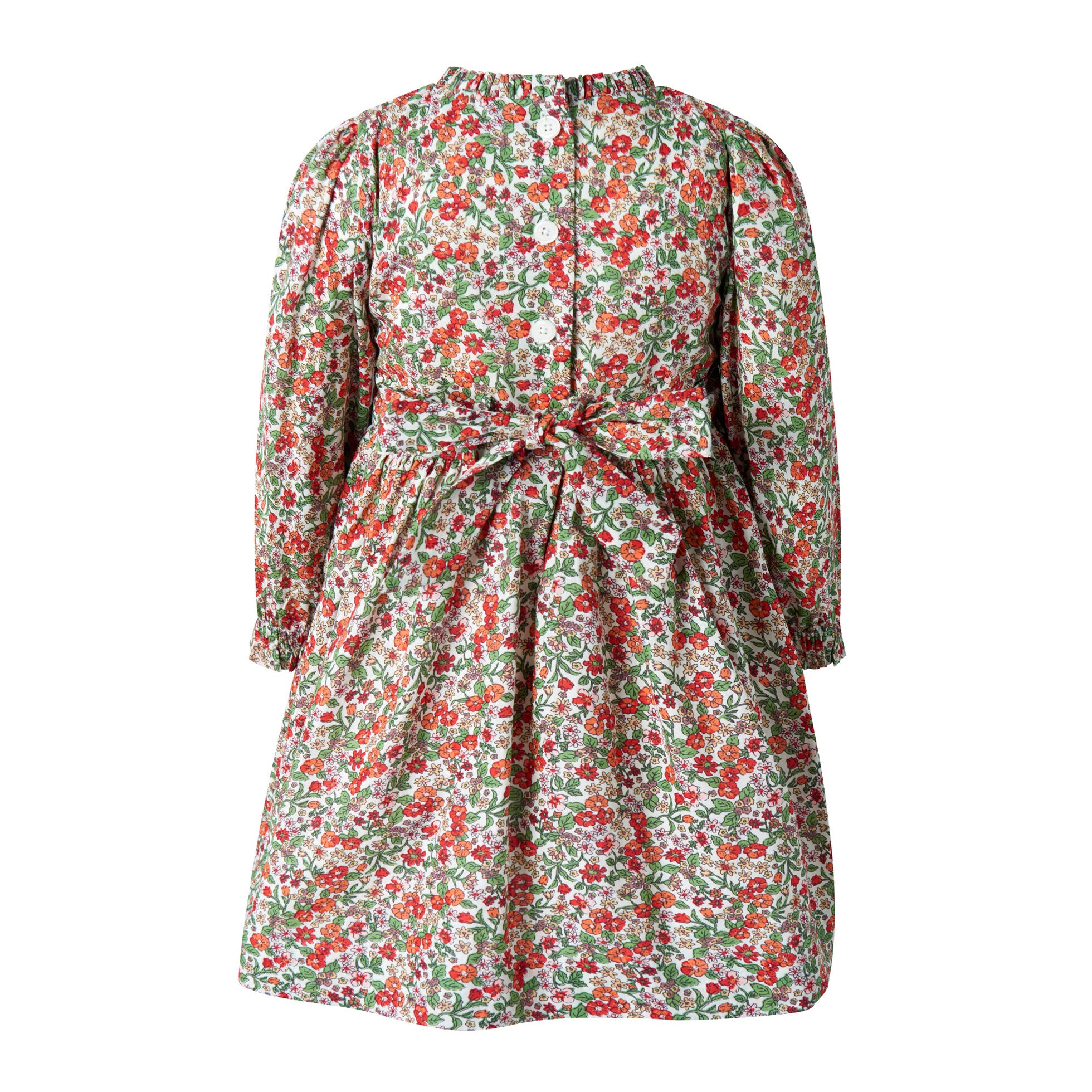 Red Botanical Ruched Dress