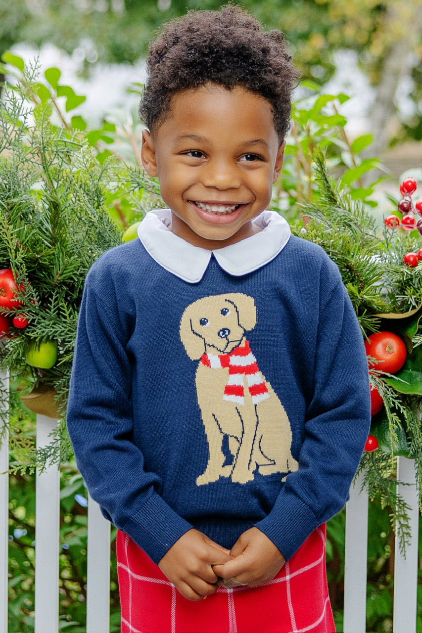 Navy Dog Intarsia Sweater