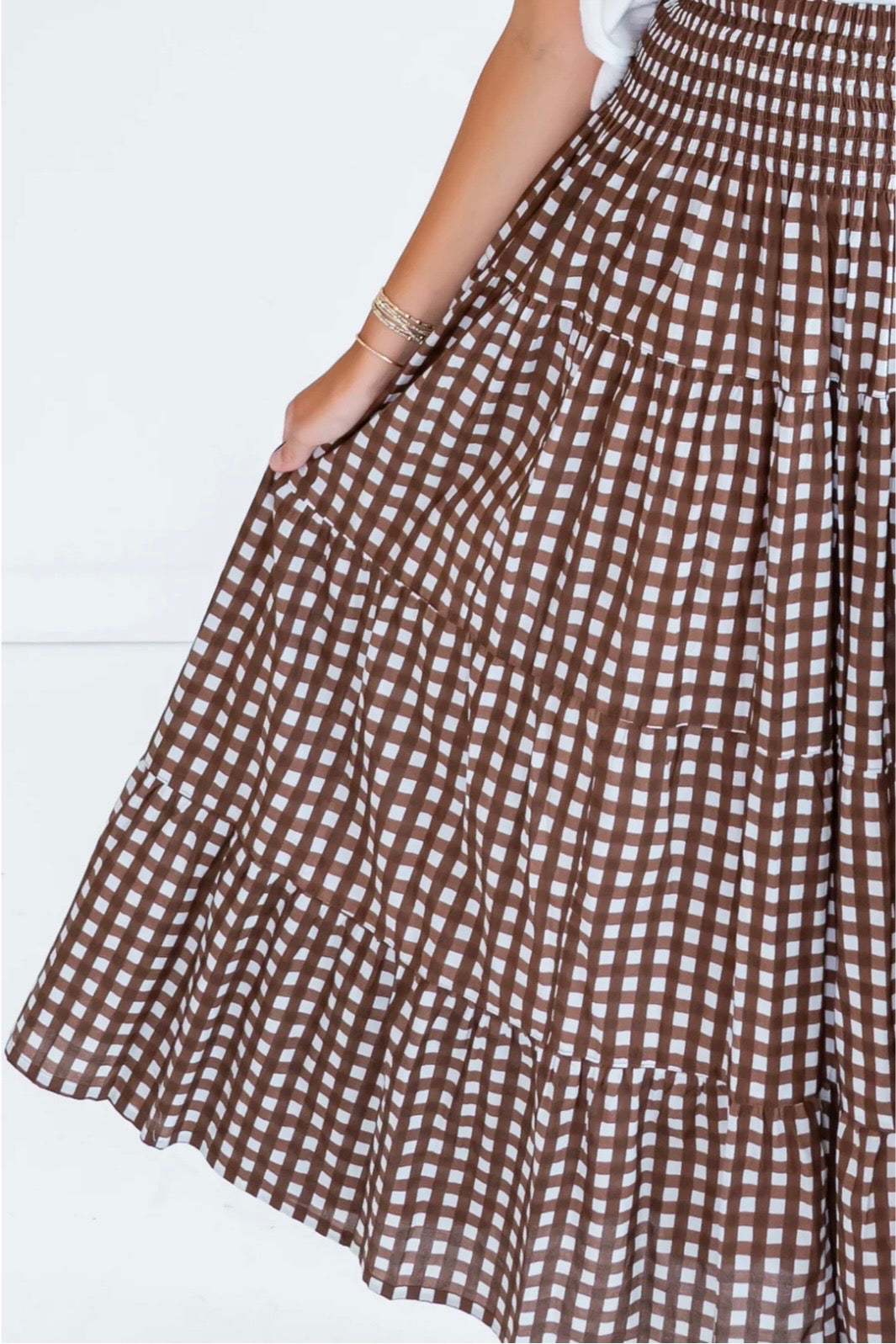 Chocolate Gingham Britt Skirt