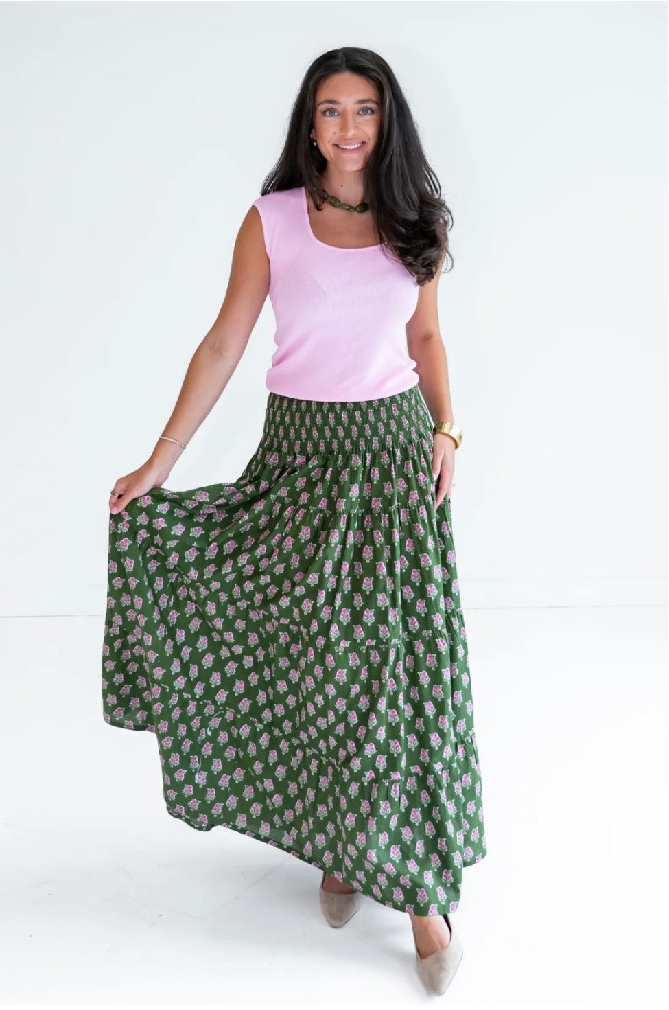Green Block Britt Skirt
