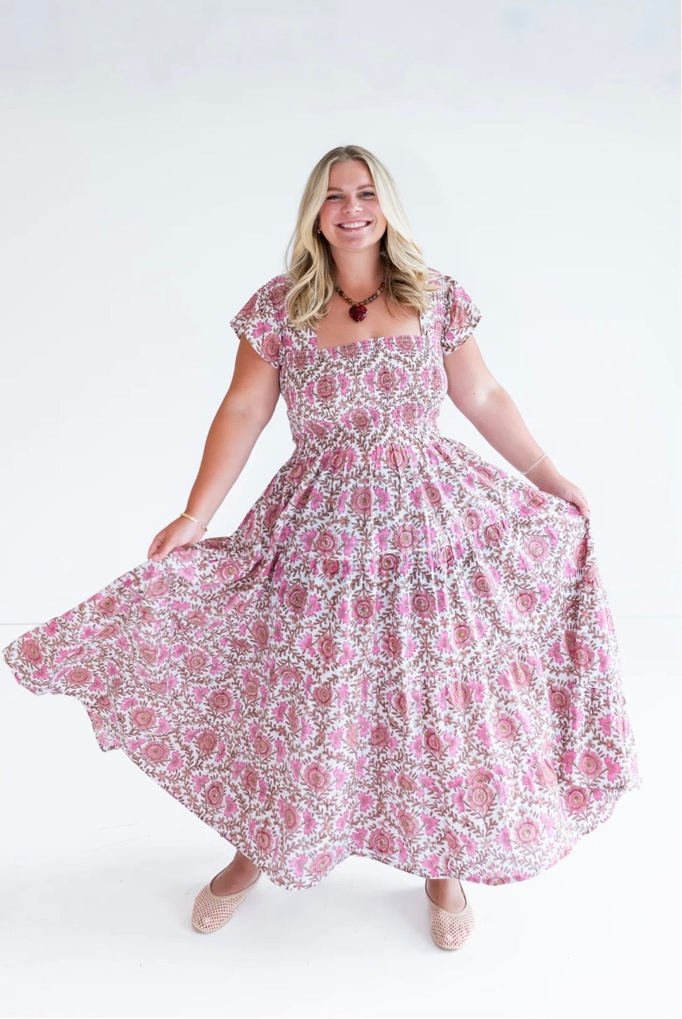 Pink Trellis Maxi Dress