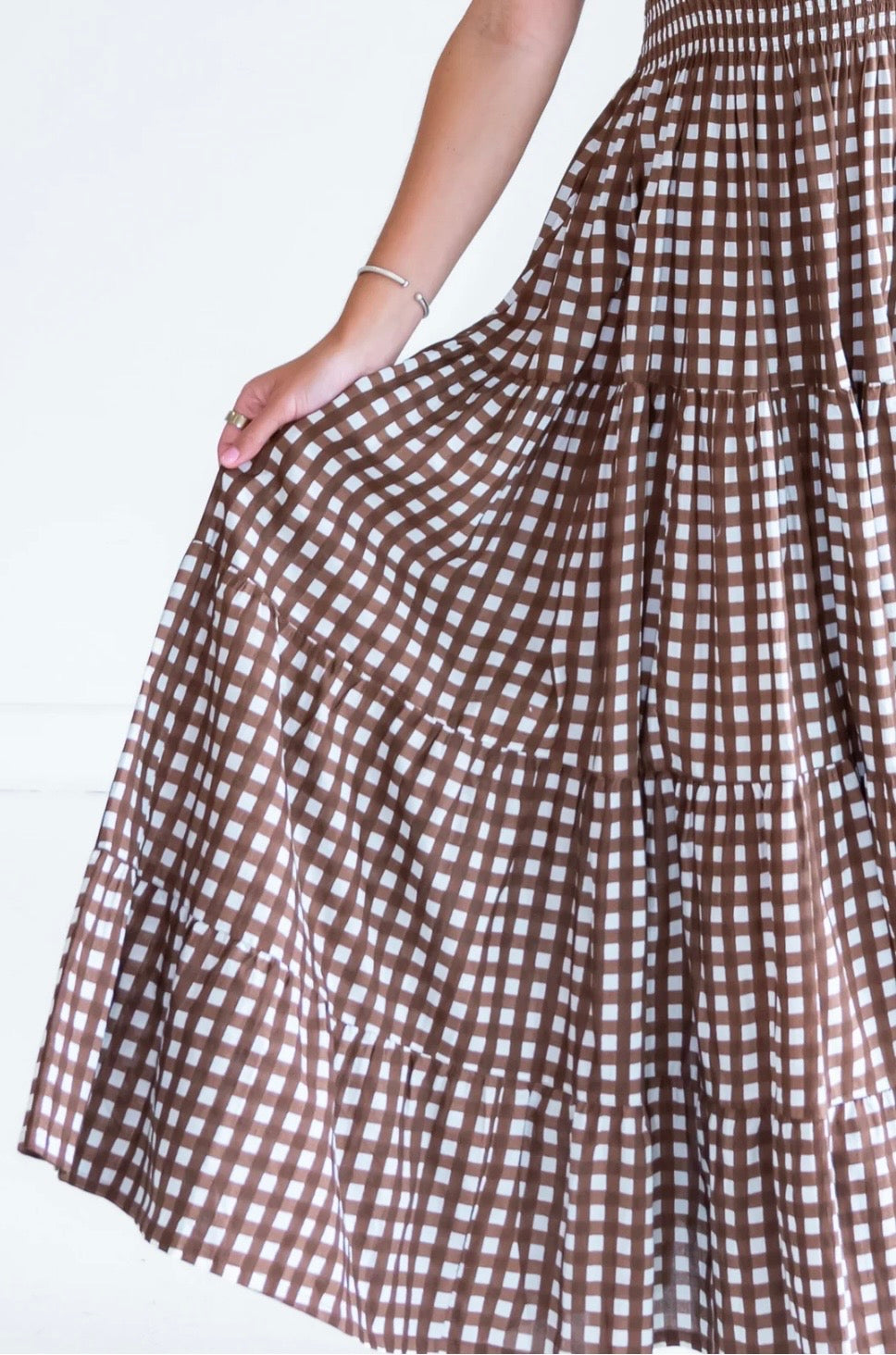 Chocolate Gingham Maxi Dress
