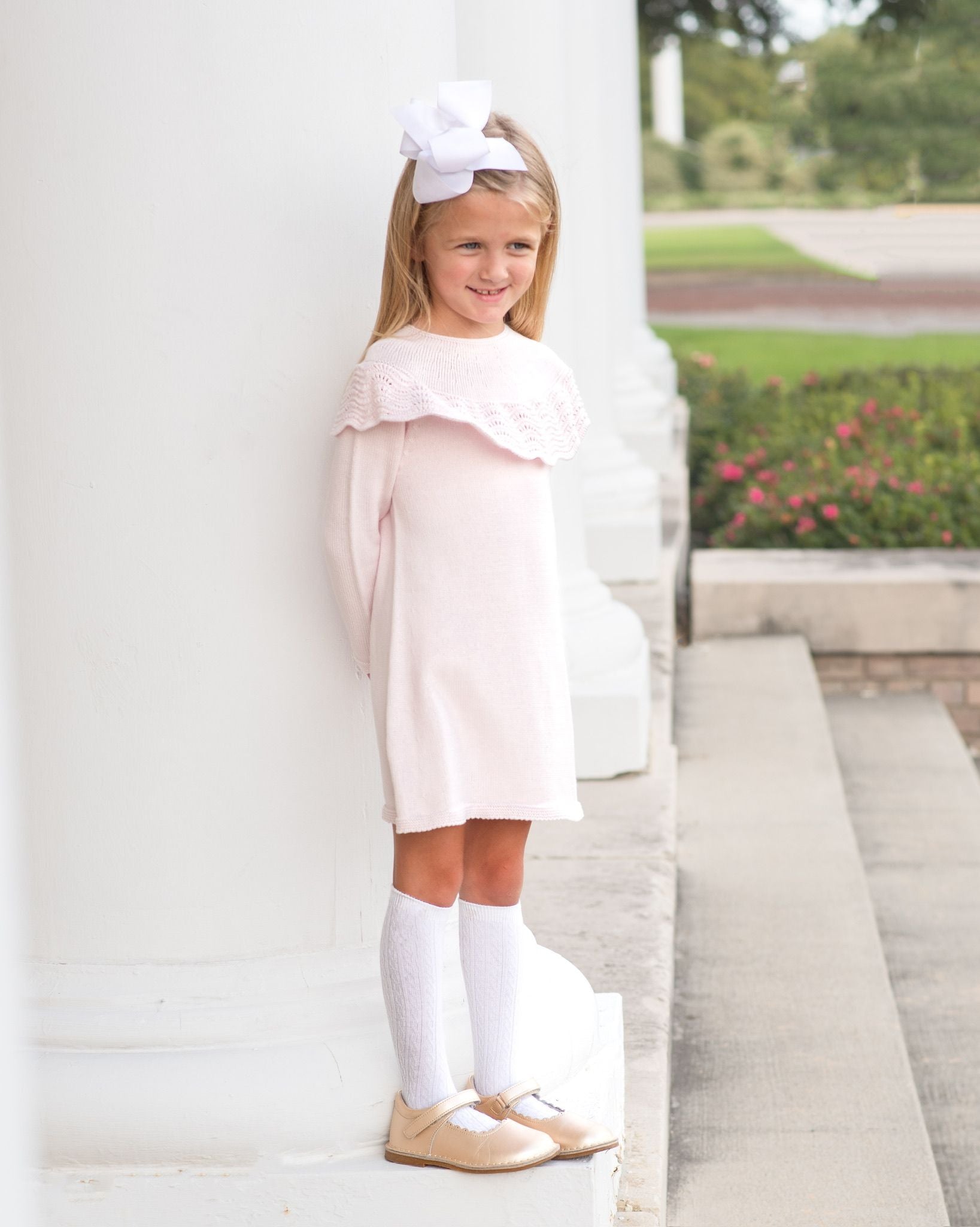 Pink Ruffle Yoke Dress