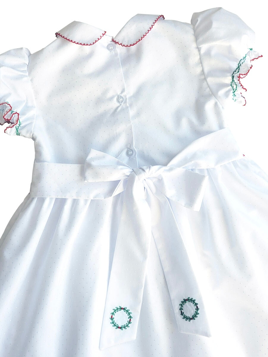 White Wreath Smocked Dress