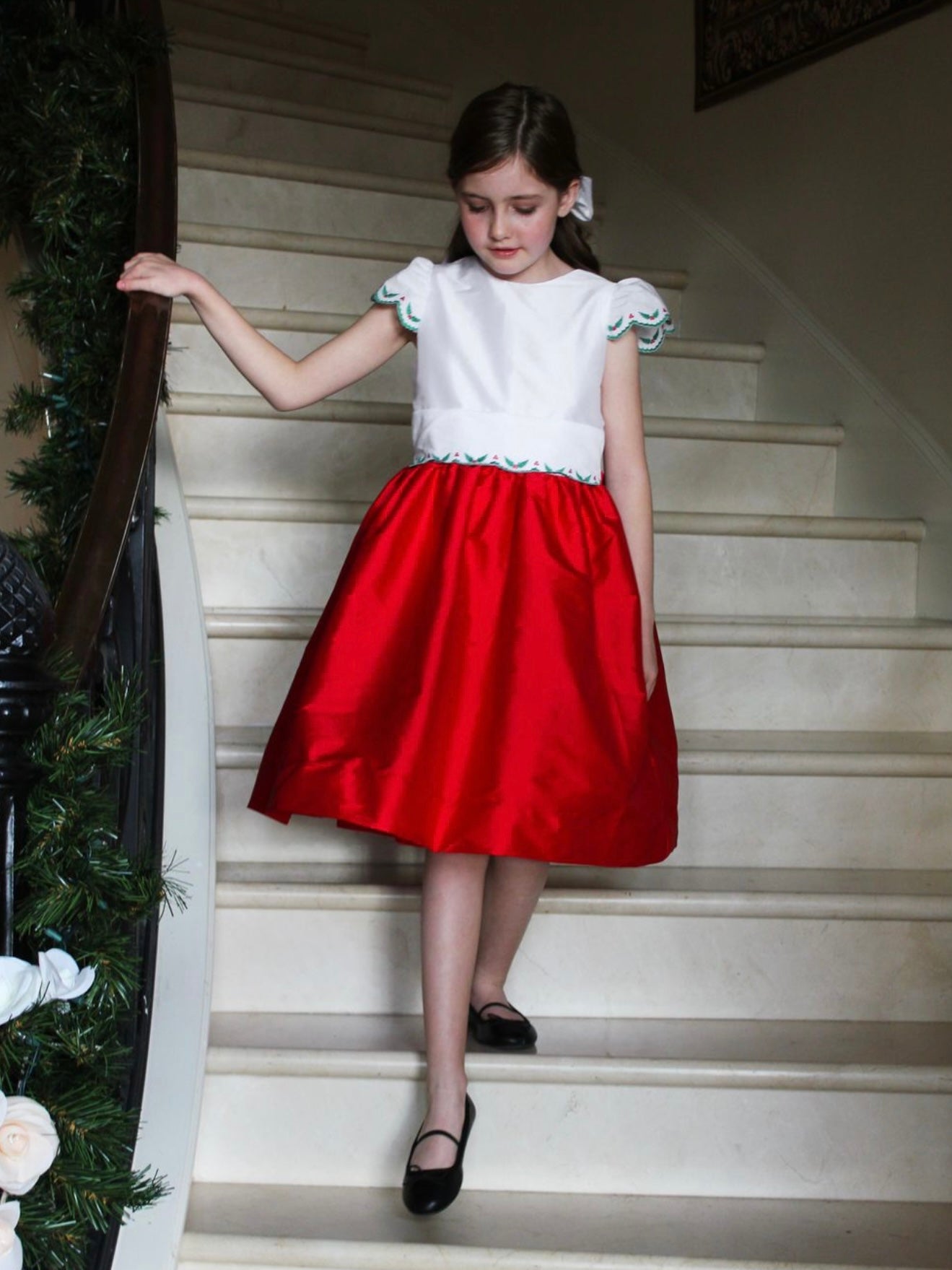 Taffeta Holly Trim Dress