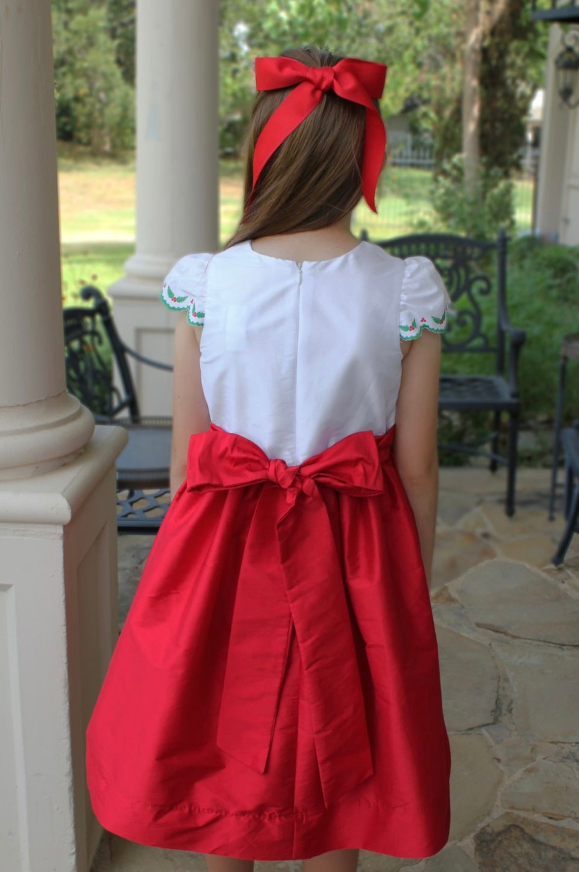 Taffeta Holly Trim Dress