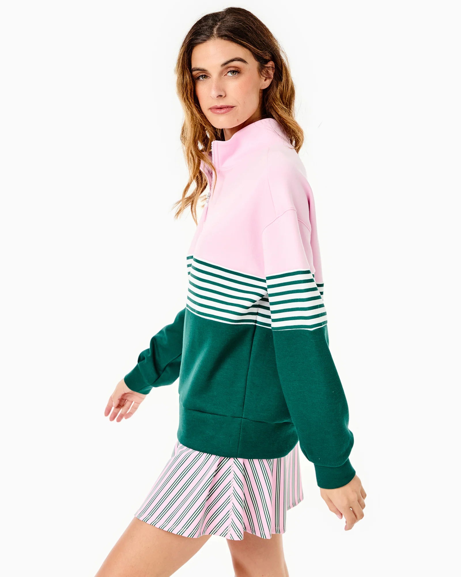 Varsity Quarter Zip Petal/Ivy