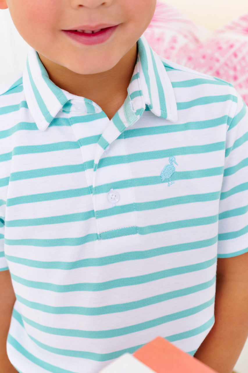 Teal Stripe Prim Polo