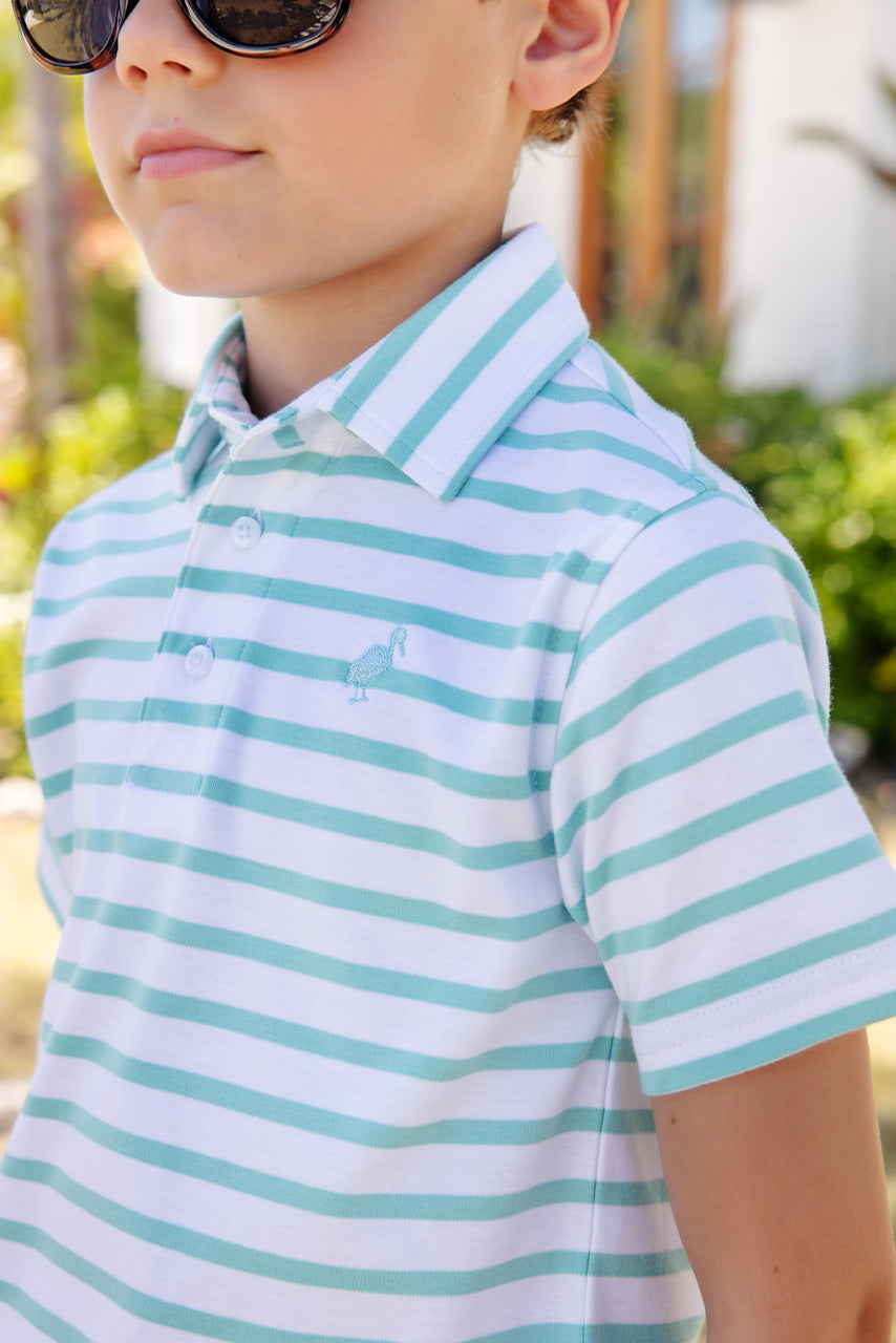 Teal Stripe Prim Polo