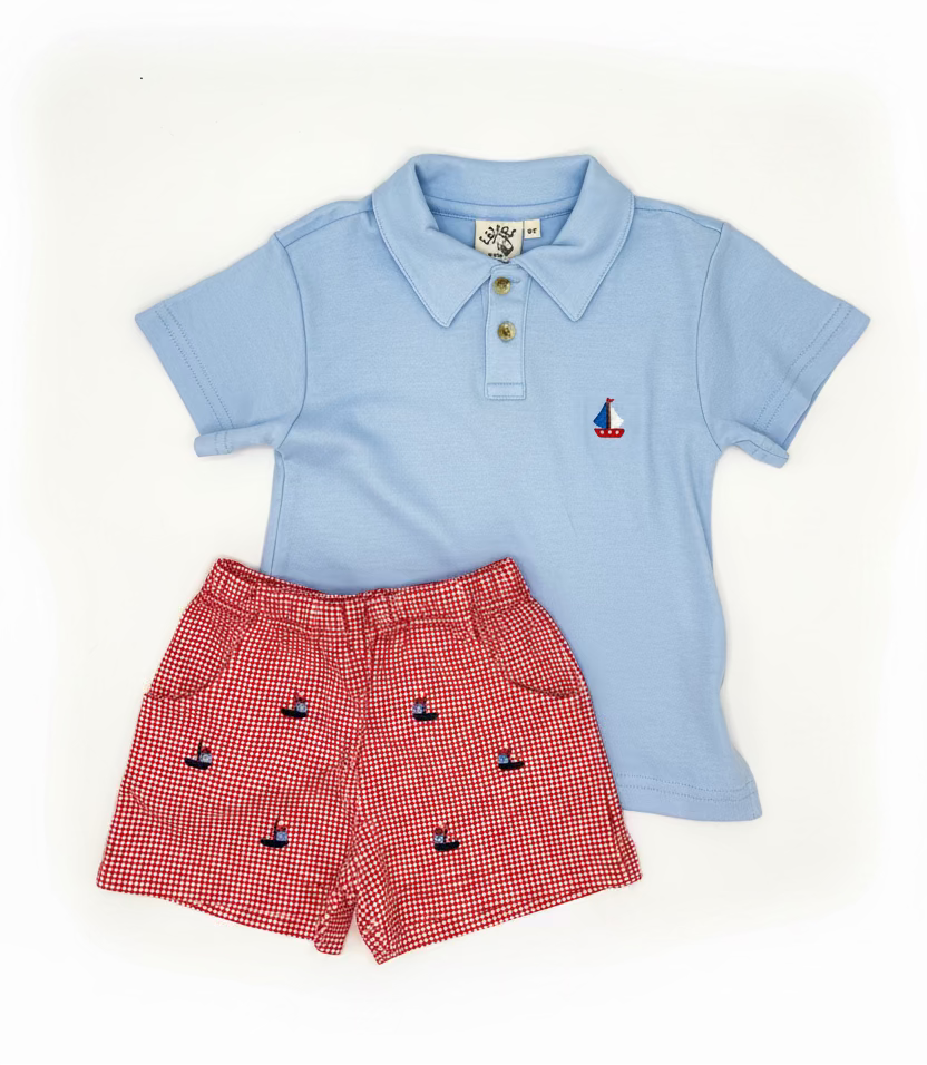 Light Blue Sailboat Polo