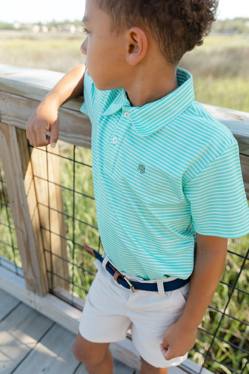 Green Stripe Performance Polo