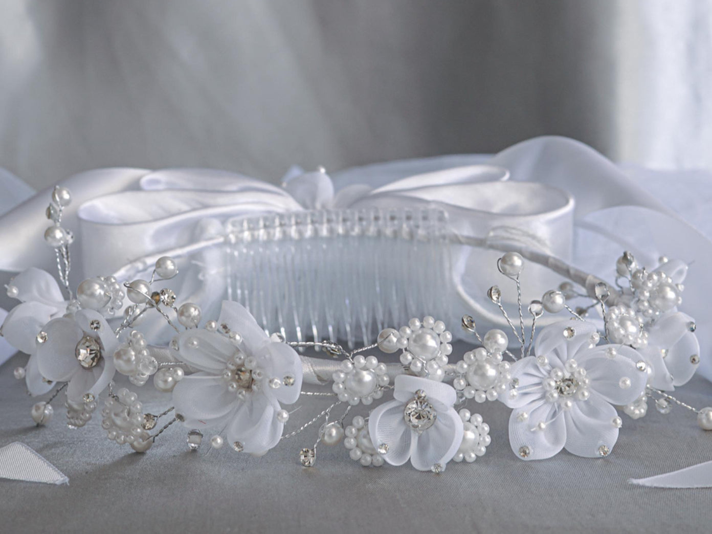 Flowers, Pearls, and Rhinestones Veil T-419