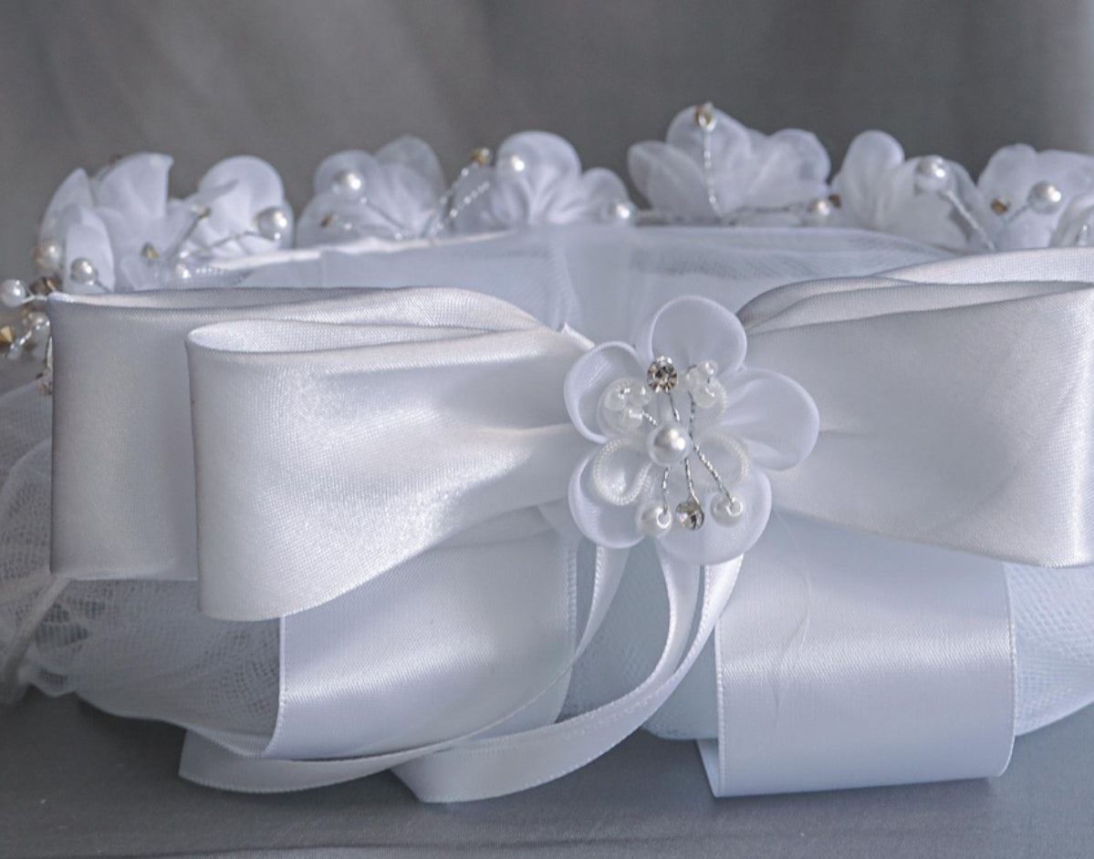 Pearl Rhinestone Flower Crown Veil T-441