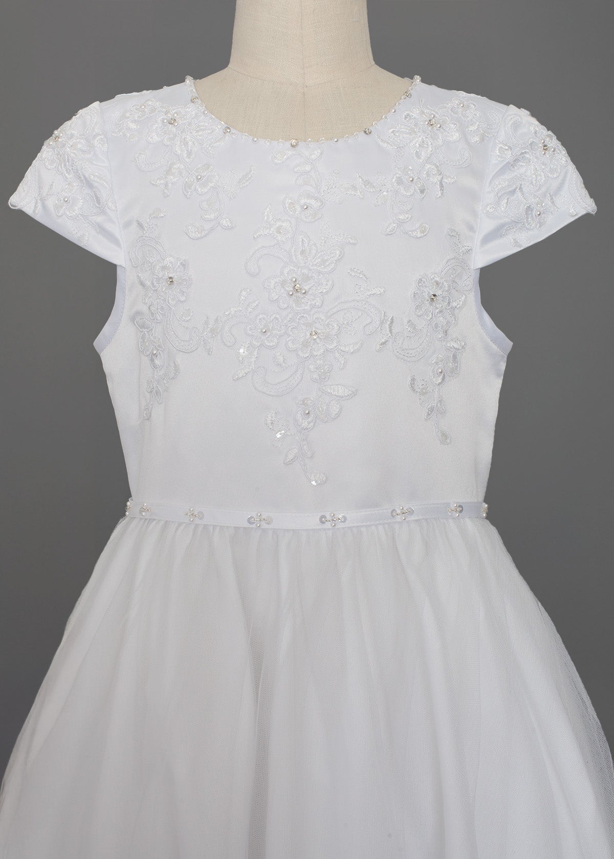 Satin Beaded Lace Bodice Dress