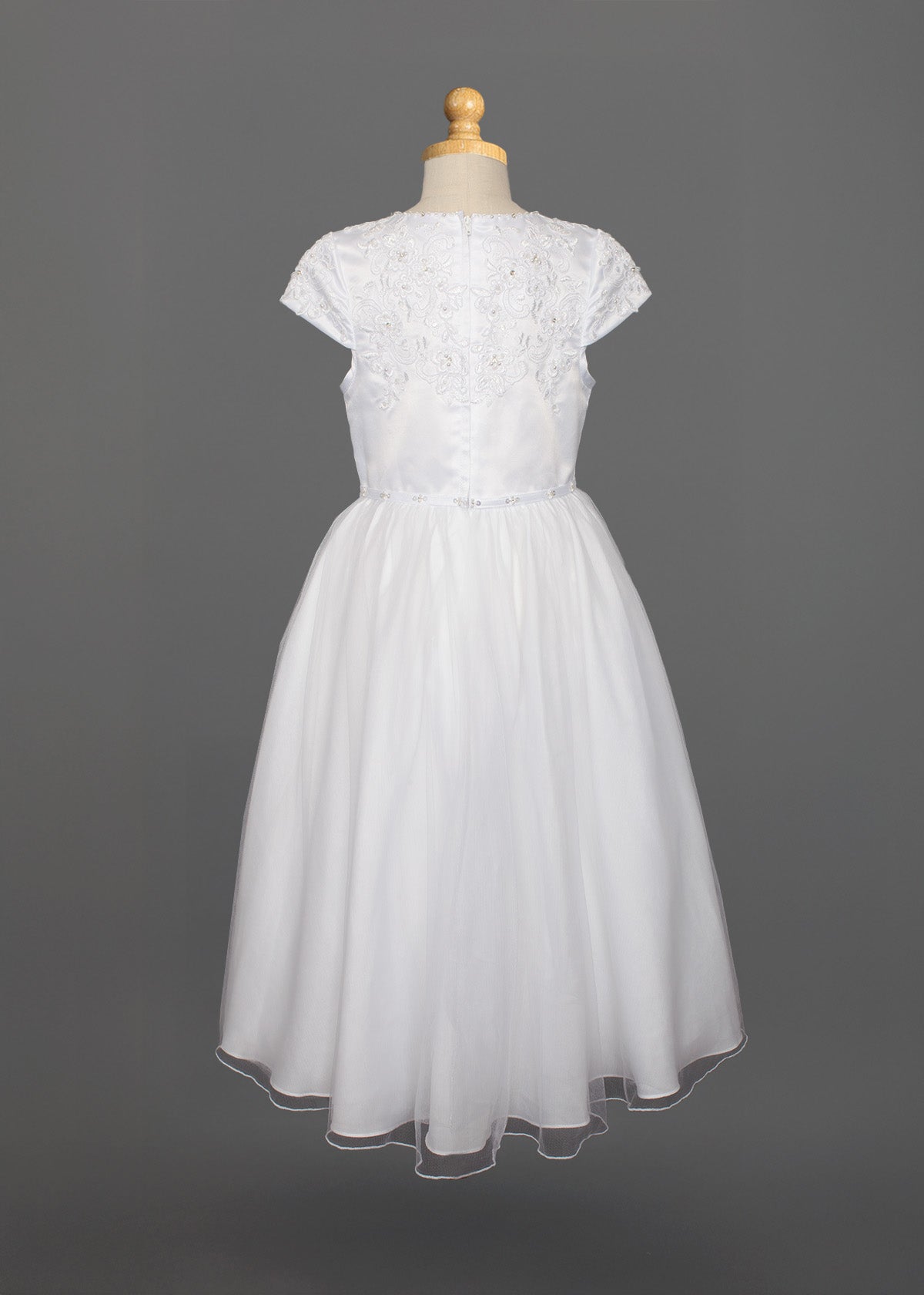 Satin Beaded Lace Bodice Dress