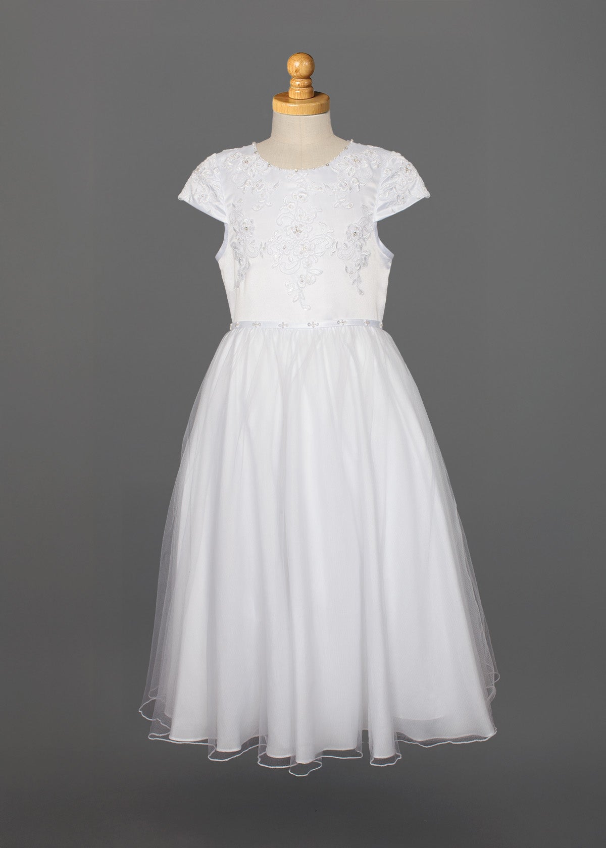 Satin Beaded Lace Bodice Dress