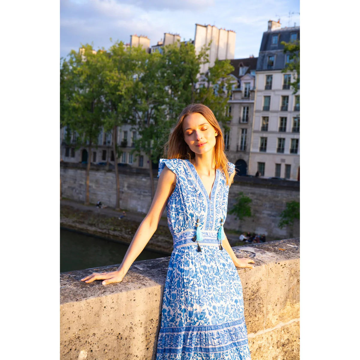 Blue/White Annabelle Maxi