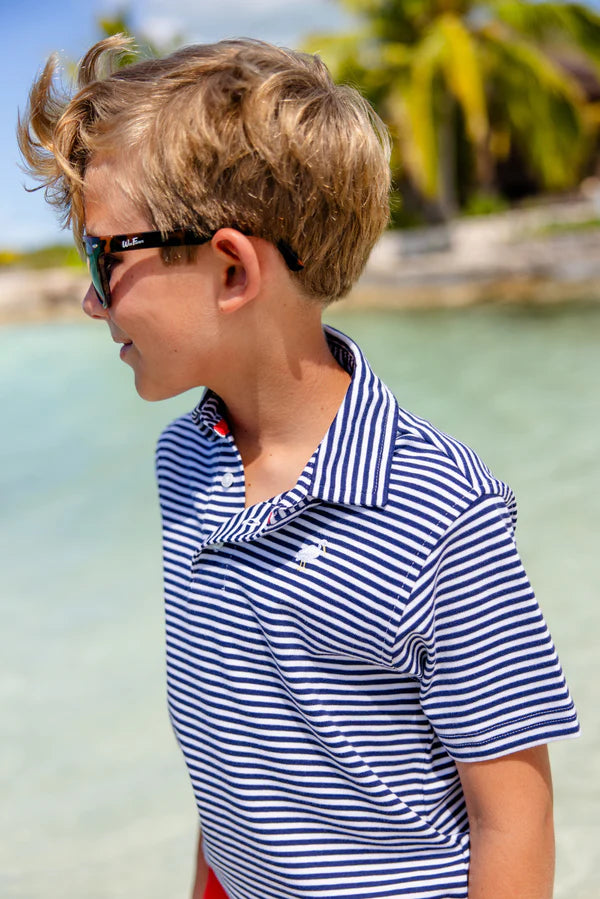 S/S Navy Stripe Prim Polo